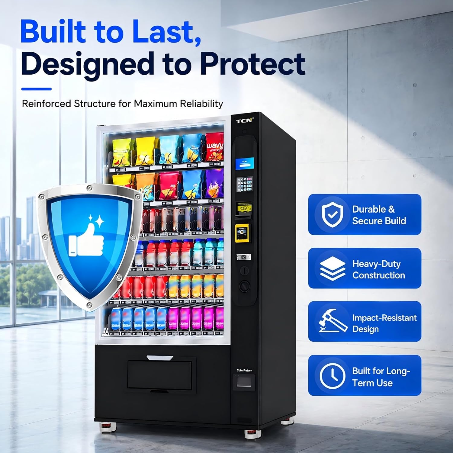 Combo Vending Machine with Card Reader, Snack & Drink Vending Machine for Business, 60 Selections 300 Capacity, Cashless Payment, Smart Vending Machine Commercial Use