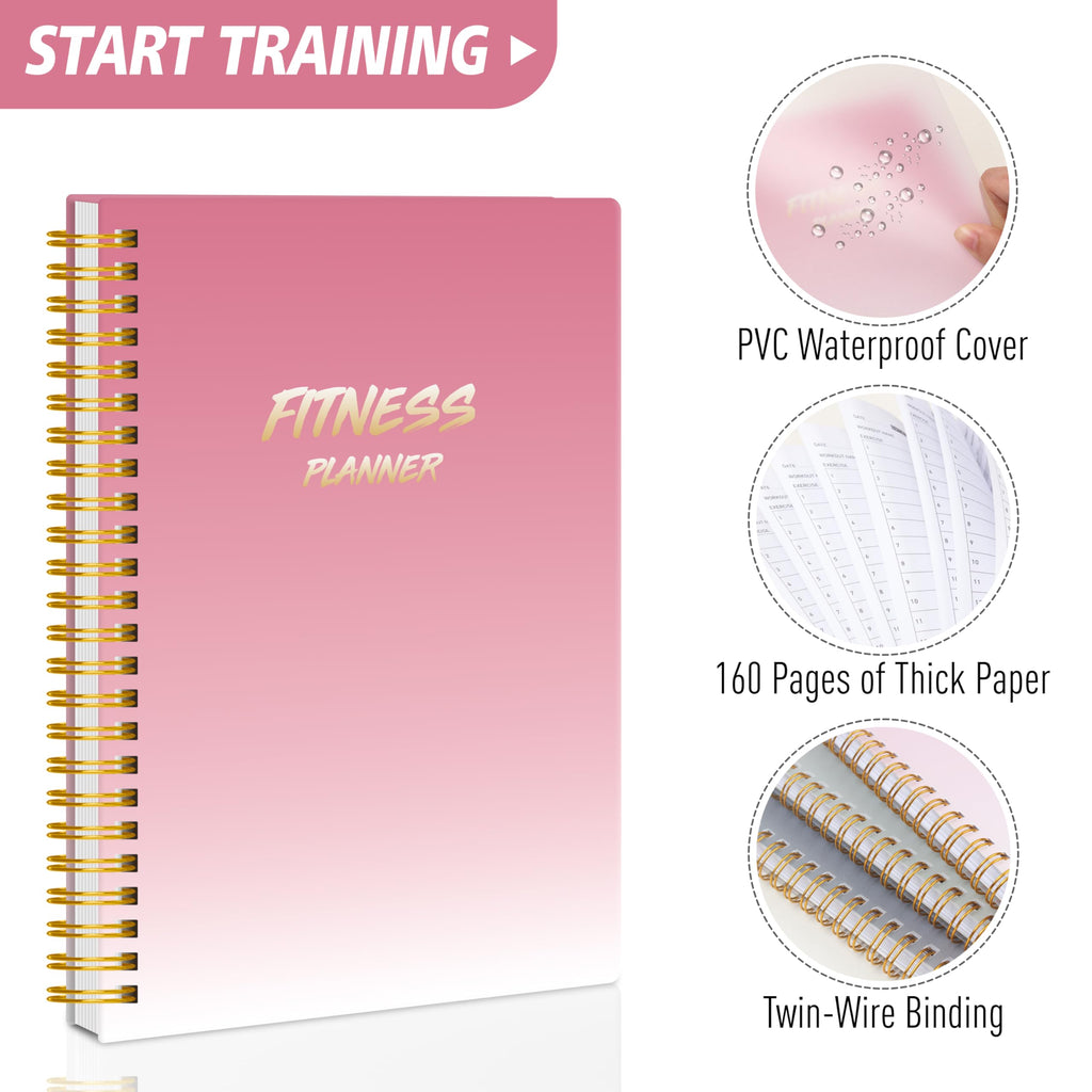 Workout Journal Fitness Tracker Planner for Men & Women, Exercise Log Book to Track Gym & Home Training, Goals, Sets, Reps & Progress, 142 Pages, A5 5.7" x 8.2" Portable Hardcover with Metal Corners, Green