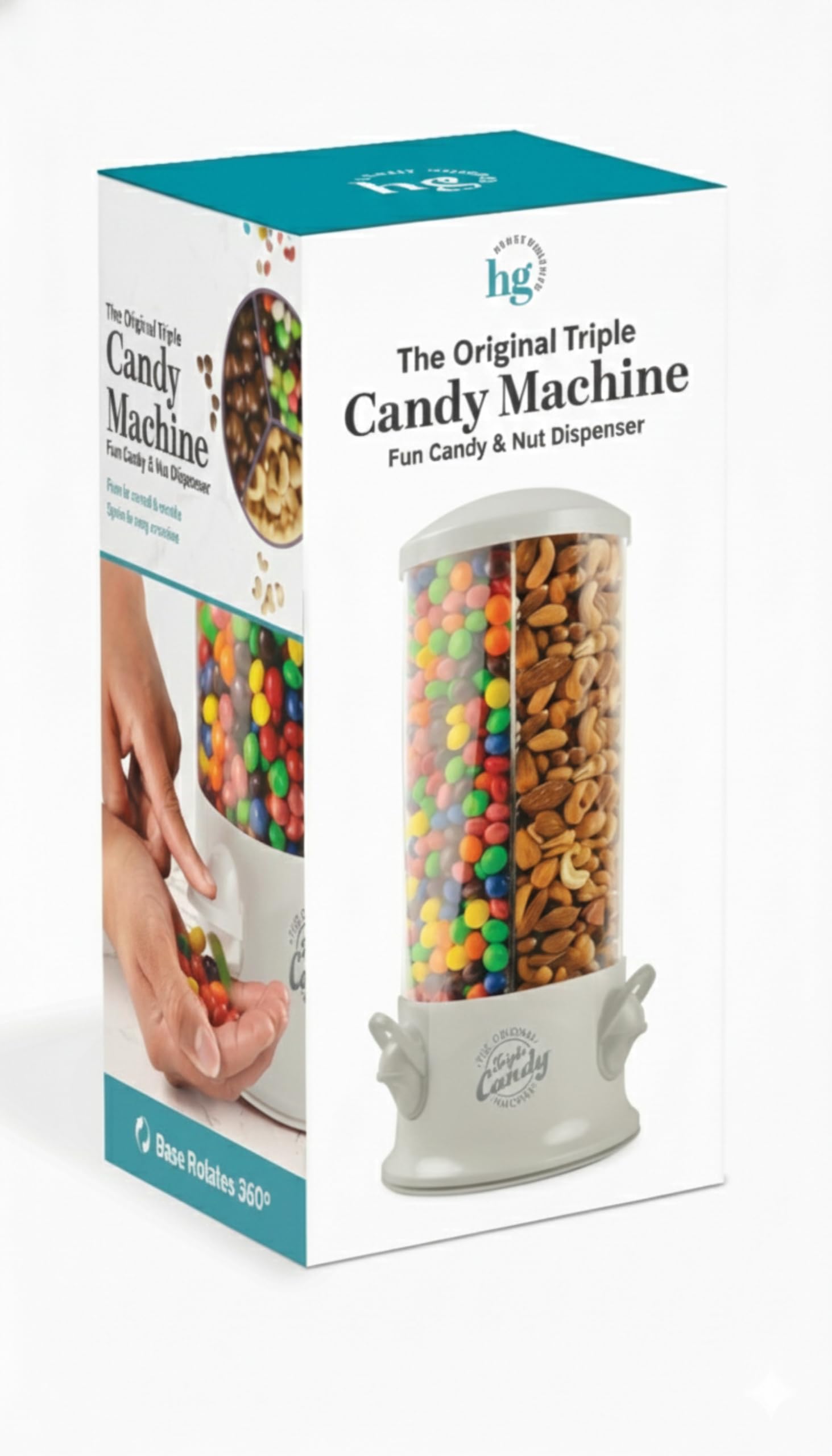 Handy Gourmet Original Triple Candy Machine-Fun Candy & Nut Dispenser-New & Improved (Pearl White), Standard (JB8450PWHI)