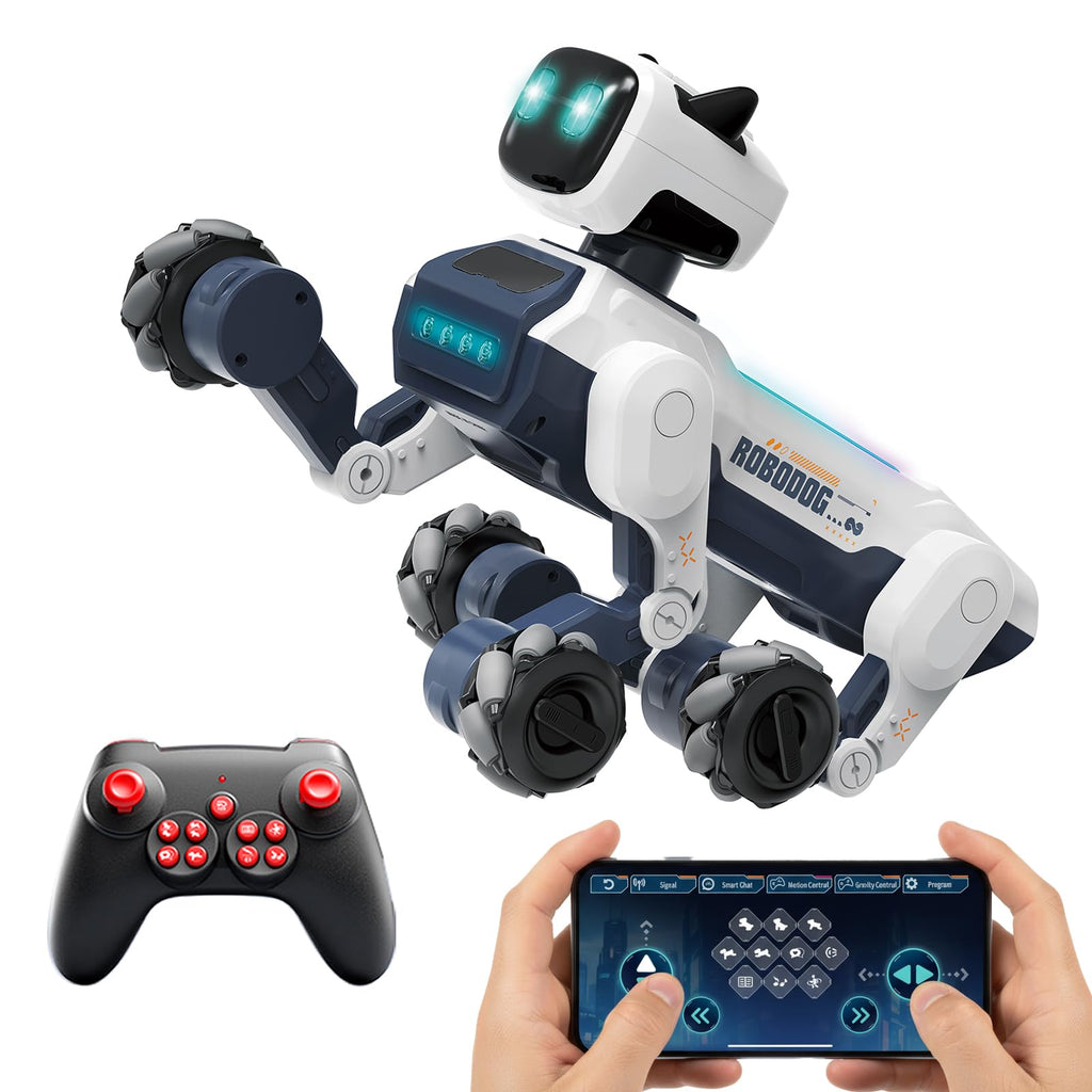 Smart Robot Dog for Kids, Interactive RC Robot Dog Toy with Voice Control, APP Programming, 30+ Actions, STEM Coding Pet, Remote Control Robot Puppy, Rechargeable Gift for Boys Girls Age 6-12