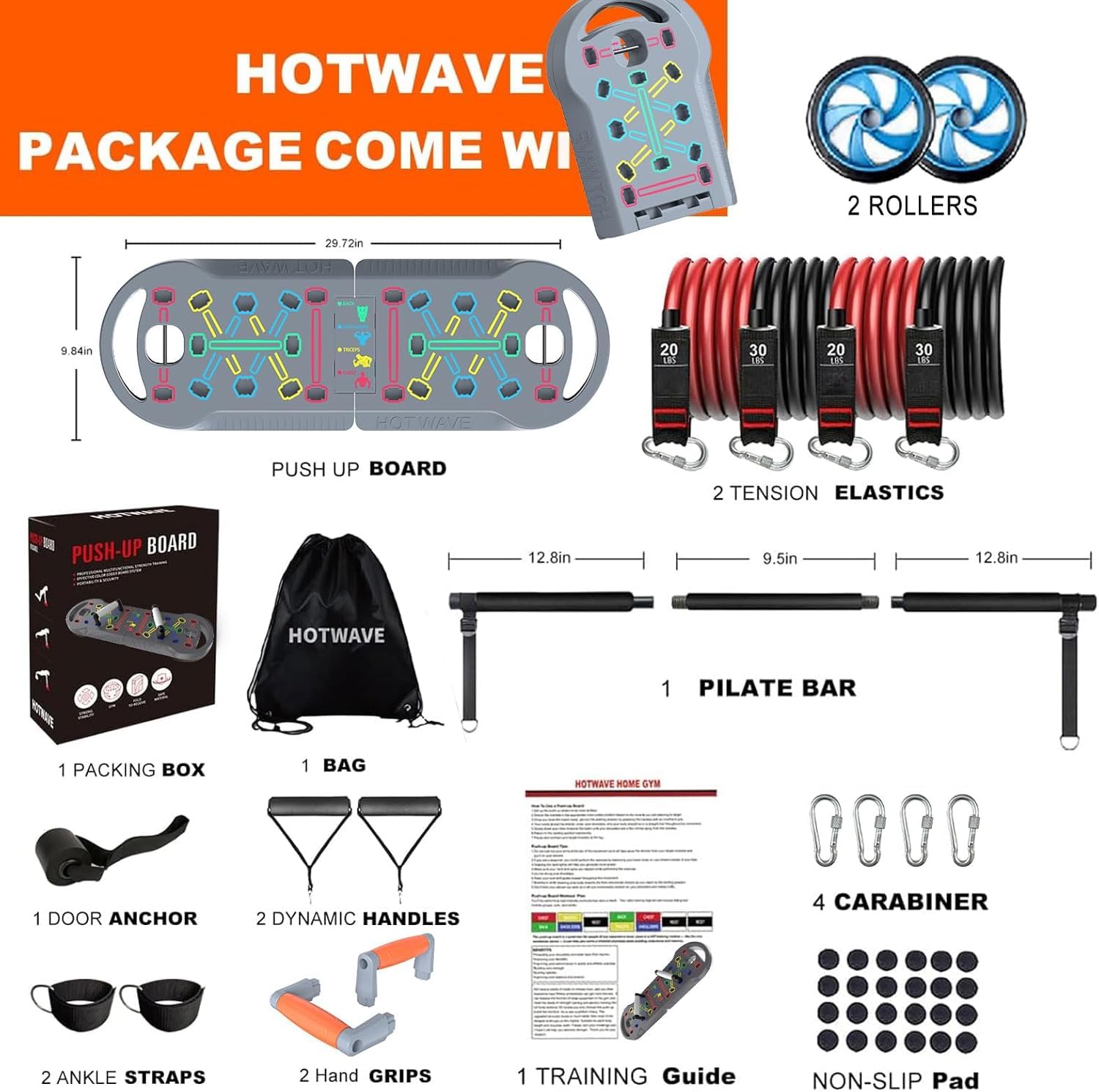 HOTWAVE Push Up Board Fitness, Portable Foldable 20 in 1 Push Up Bar at Home Gym, Pushup Handles for Floor. Professional Strength Training Equipment For Man and Women