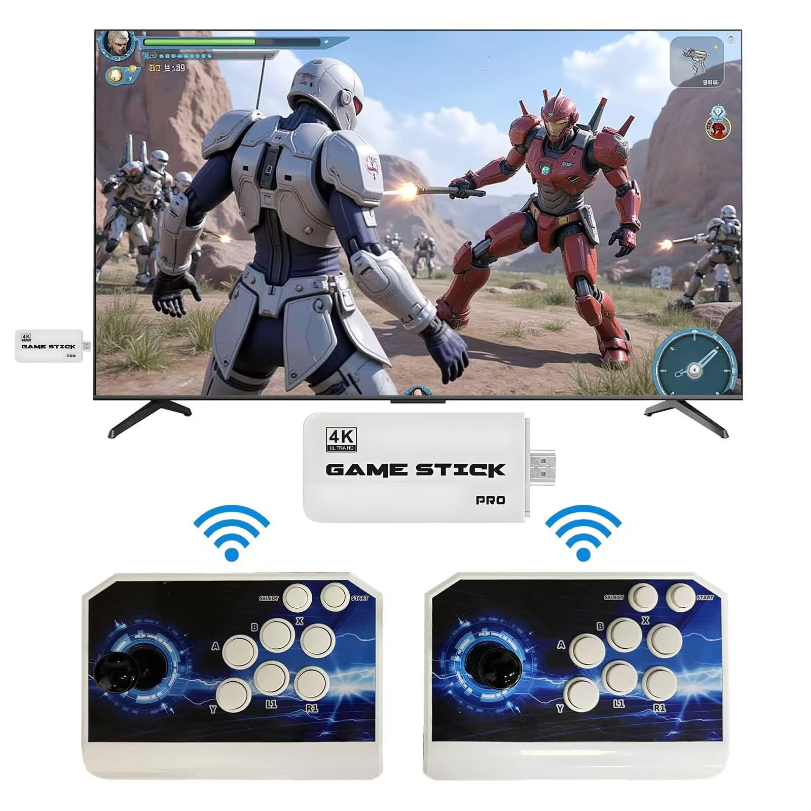 [39800 Games in 1] Pandora Box 3D Game Stick, Double Wireless Joystick Arcade Console, Plug and Play Arcade Game Machine, Compatible PC & Projector & TV