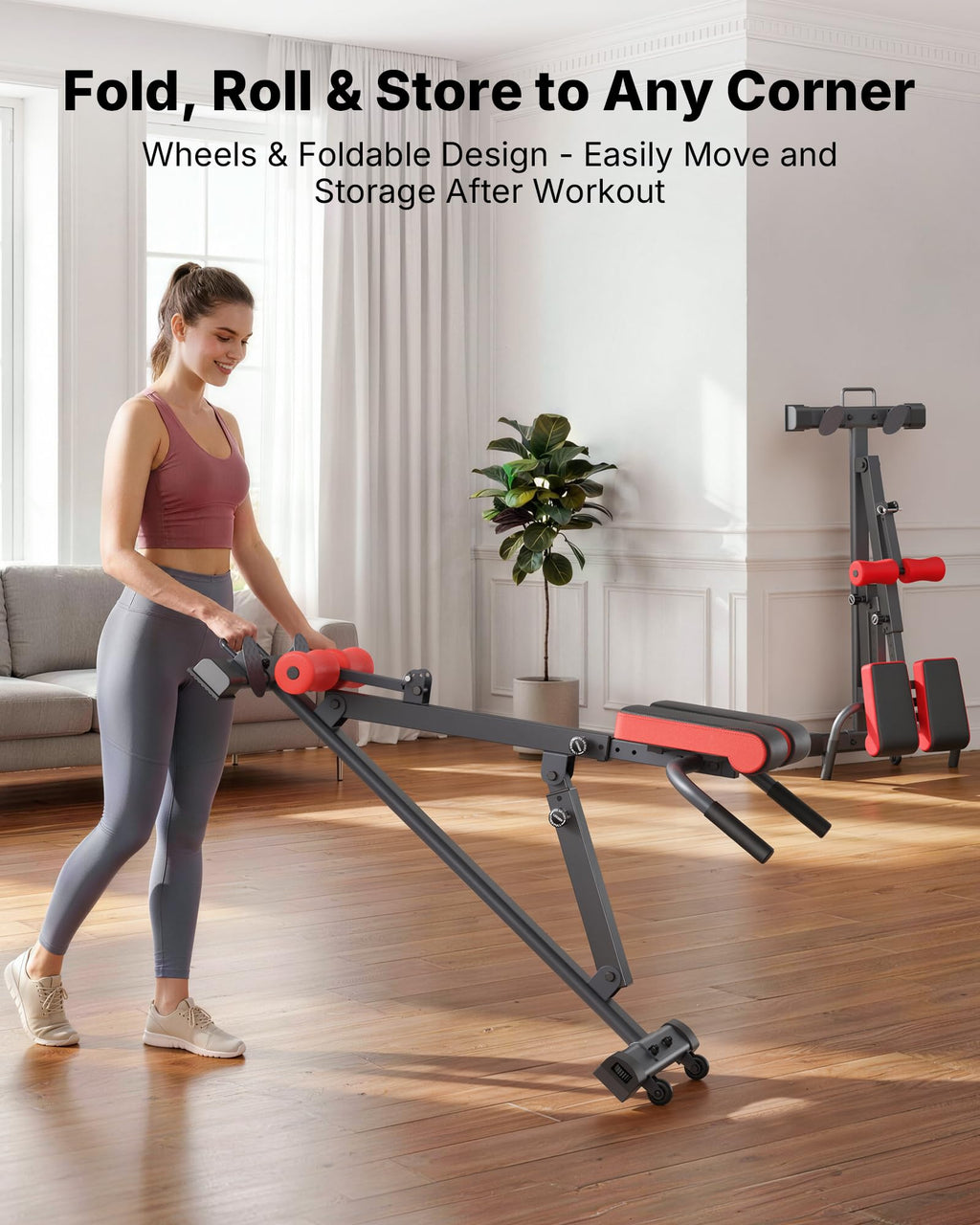 MERACH Roman Chair Back Extension, Adjustable Weight Bench, Home Gym Sit Up Bench for Glutes & Ab Workouts, Back Extension Machine, Hyperextension Roman Chair for Lower Back Pain Relief
