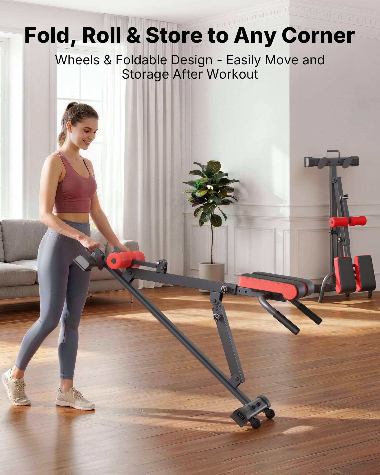 MERACH Roman Chair Back Extension, Adjustable Weight Bench, Home Gym Sit Up Bench for Glutes & Ab Workouts, Back Extension Machine, Hyperextension Roman Chair for Lower Back Pain Relief