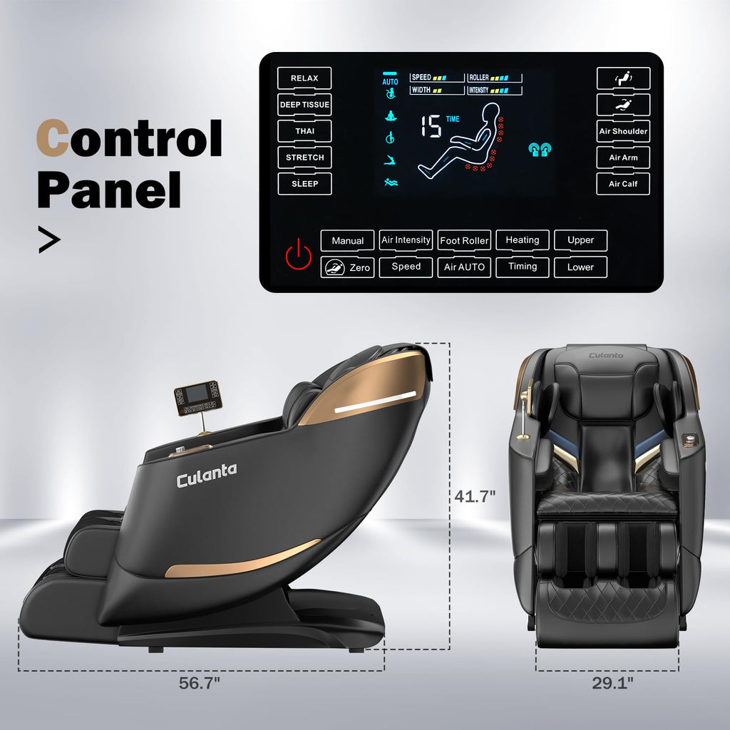 Culanta Massage Chair Full Body, Zero Gravity SL-Track Shiatsu Massage Recliner Chair with Body Scan, Airbags, Foot Rollers, Deep Yoga Stretch, Heating (U1-Brown)