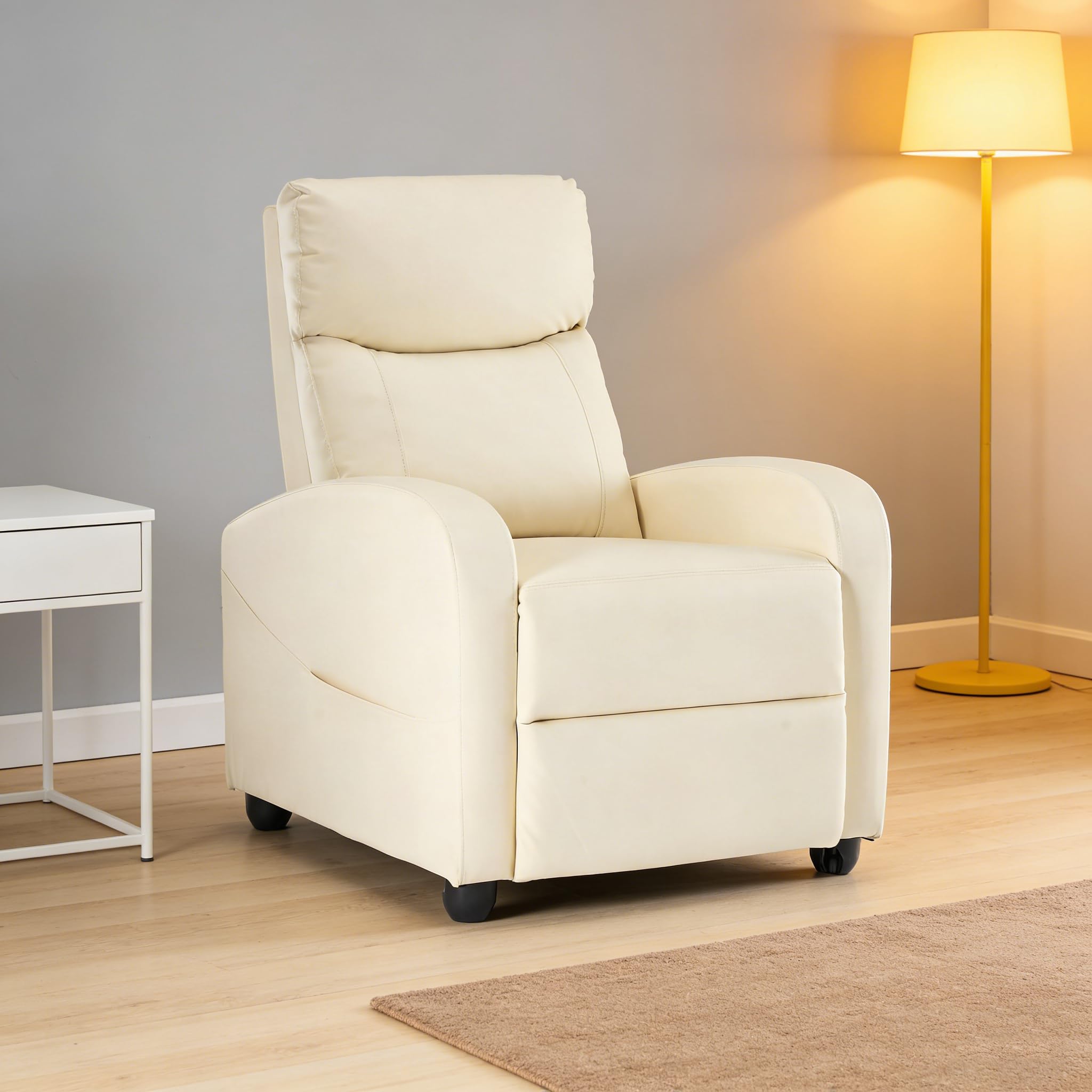Simple Deluxe Massage Recliner Chair - Adjustable PU Leather Recliner, Luxe Reading Chair & Sofa Chair for Living Room Chairs or Bedroom Chair, Small Recliner for Home Theater, Black
