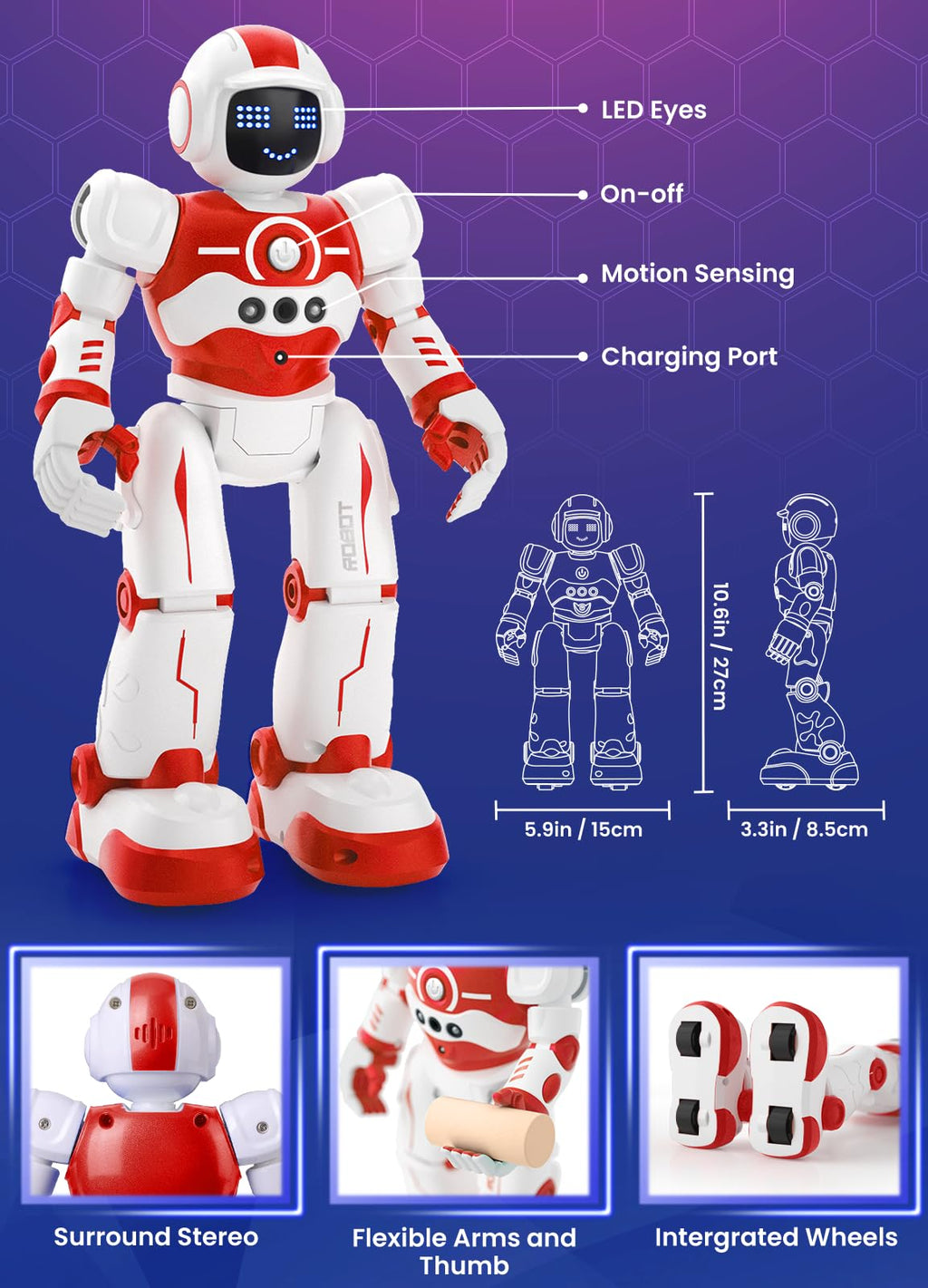 Robot Toys for Kids,Programmable Remote Control Smart Walking Dancing Robot Toy with Gesture & Sensing for Age 4 5 6 7 8 9 10 Year Old Boys for Birthday Present