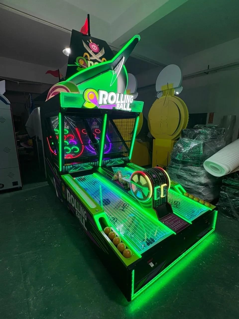 CREATIVE ARCADES Neon Pirate Dual-Lane Skeeball Machine, Coin Operated, Ticket Redemption, LED Lighting, Pirate Theme, for Arcades and FECs