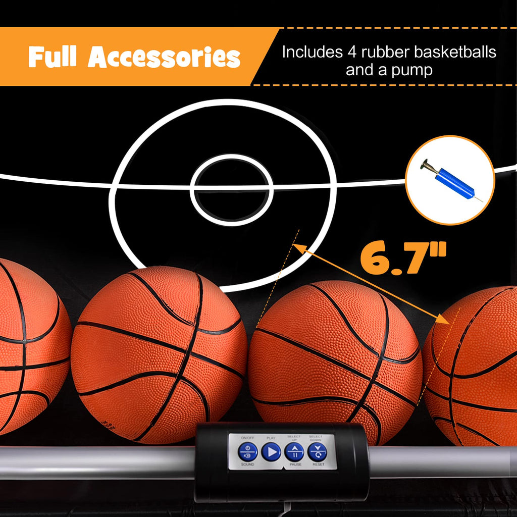 Goplus Foldable Dual Shot Basketball Arcade Game, Electronic Basketball Hoop w/LCD Scoreboard, 8 Game Modes, 4 Balls, Indoor Outdoor Basketball Game Machine for Adults (Green)