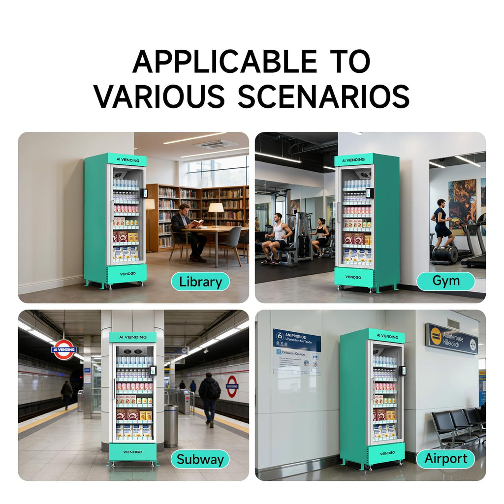 Smart AI Vending Machine (with Card Reader) Features AI Visual Recognition and Cashless Payment Support; Ideal for Gyms, Schools, Hotels, Entertainment Venues, and More (Black)