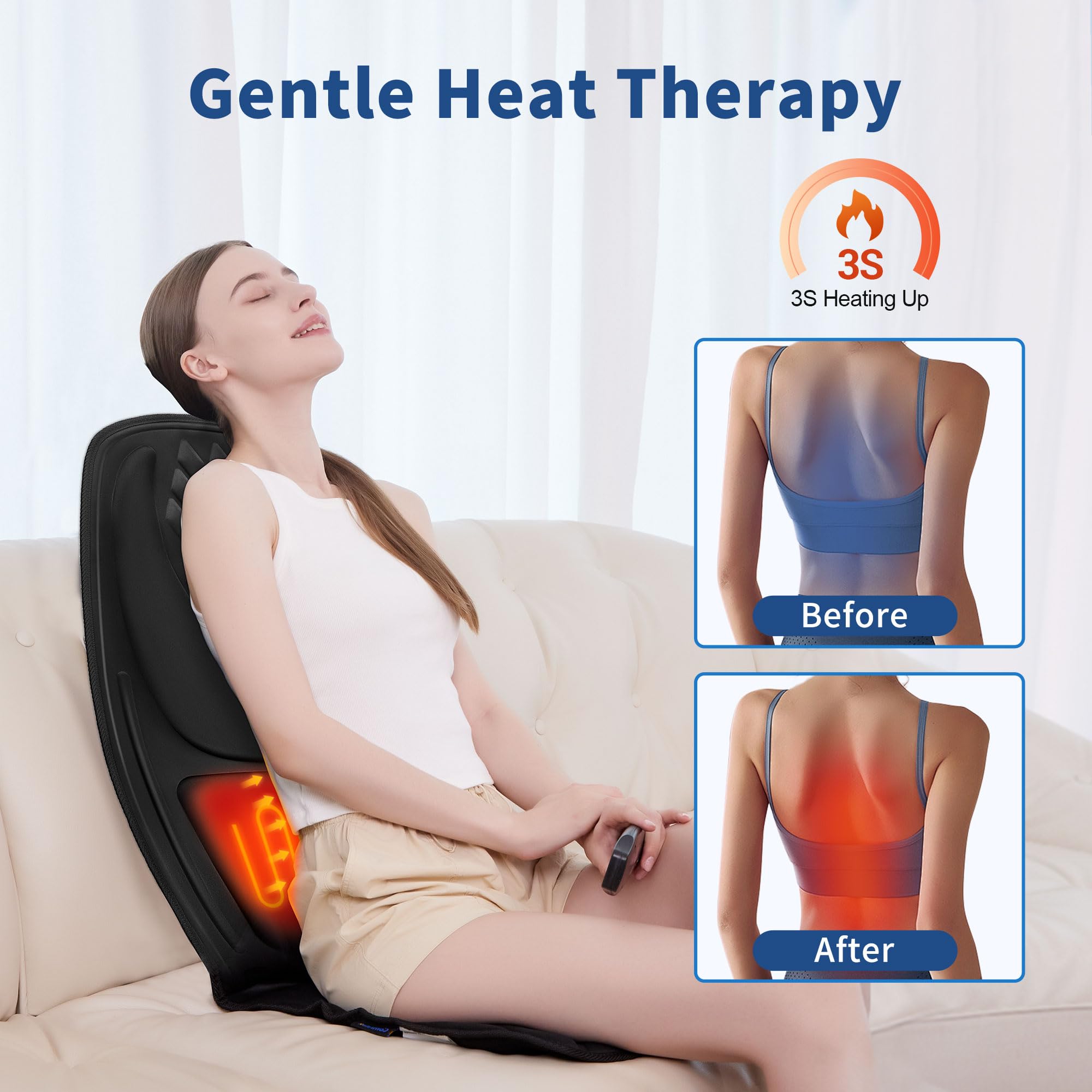 Back Massager for Chair,Massage Chair Pad Helps Relax Muscle and Relieve Pain, Using in The Office/At Home Seat Massager for Father's Day