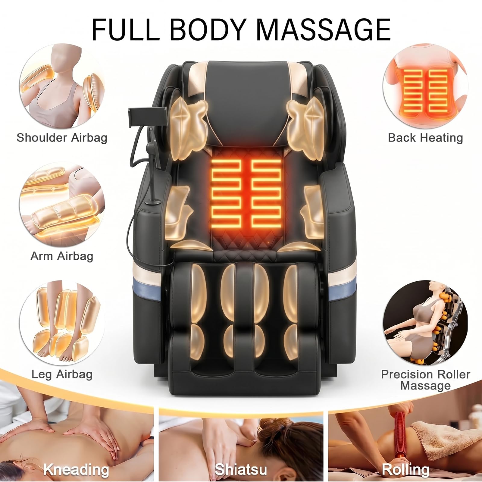 2026 Massage Chair Full Body, Zero Gravity Massage Recliner Chair with Auto Modes, 8 Fix Point Rollers, Airbag, Foot Massage, Touch Screen Controller, Deep Yoga Stretch, Heating Function