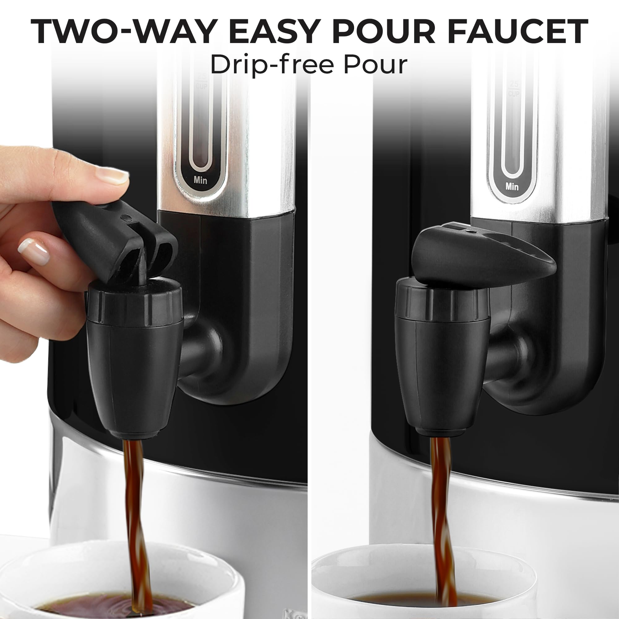 Zulay Kitchen 50 Cups Commercial Grade Coffee Maker Hot Water Urn - Percolator With Double-Wall Stainless Steel, Quick Brew, Stays Hot for Tea & Beverage at Events & Catering - Silver