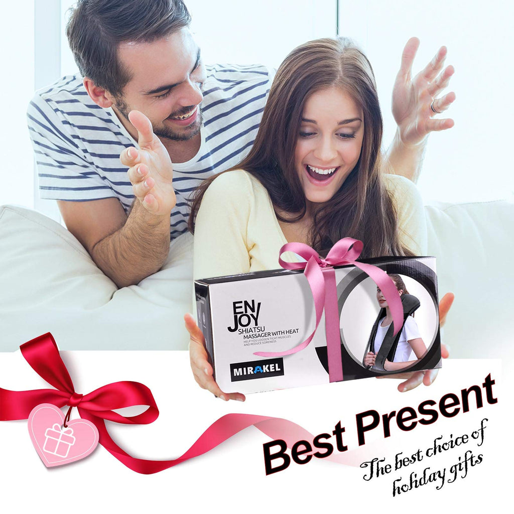 Mirakel Fathers Day Dad Gifts for Husband Men, Neck Massager for Pain Relief Deep Tissue, Electric Shiatsu Shoulder & Back Massager with Heat, Mothers Day Gifts for Mom Wife Women Her (NOT Cordless)