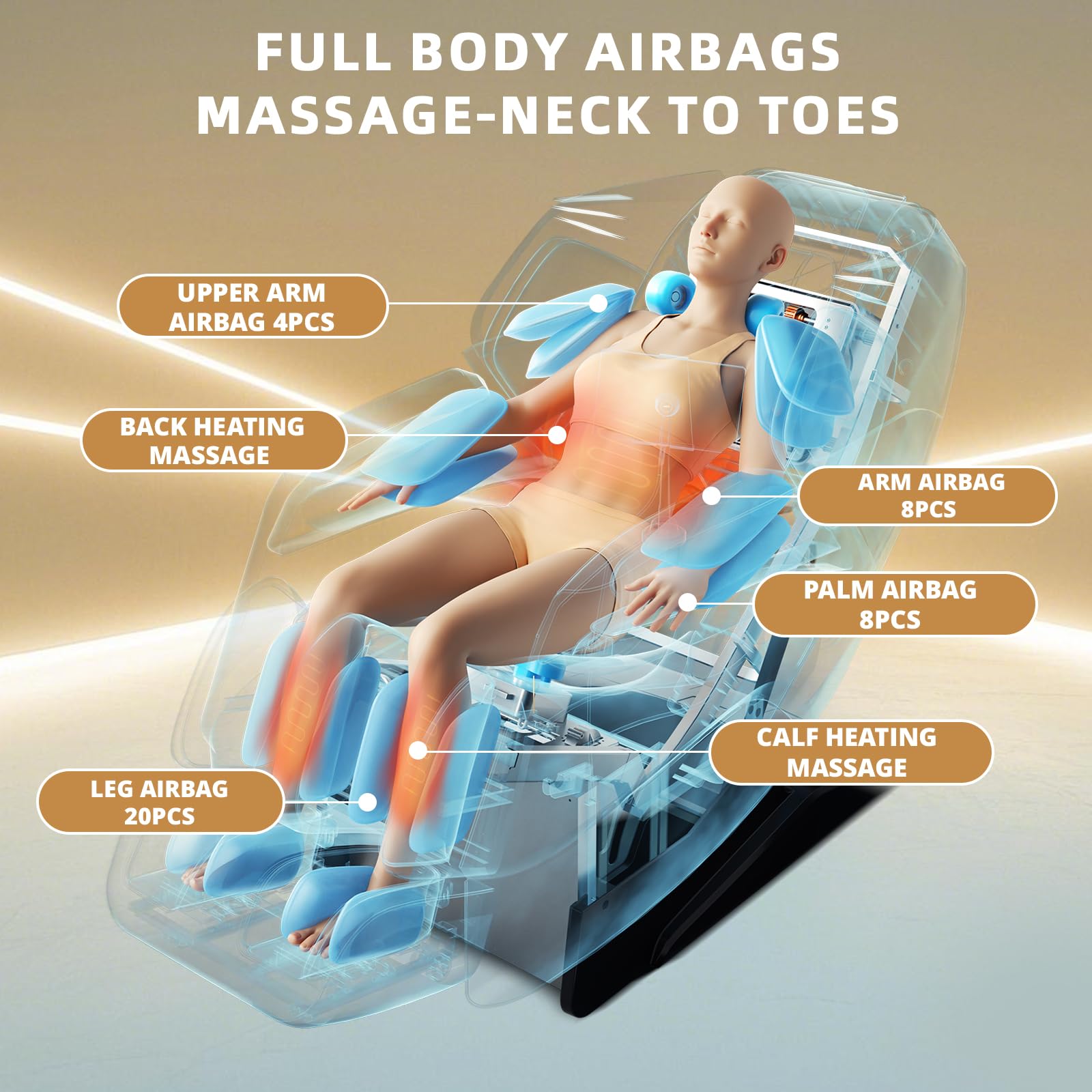 HealthRelife 4D Massage Chair Full Body Zero Gravity Recliner - 55“ SL-Track,15 Auto Modes,11 Massage Technique,40 Airbags Massage,with Yoga Stretch,APP Control,Shiatsu Foot Massage(Black)