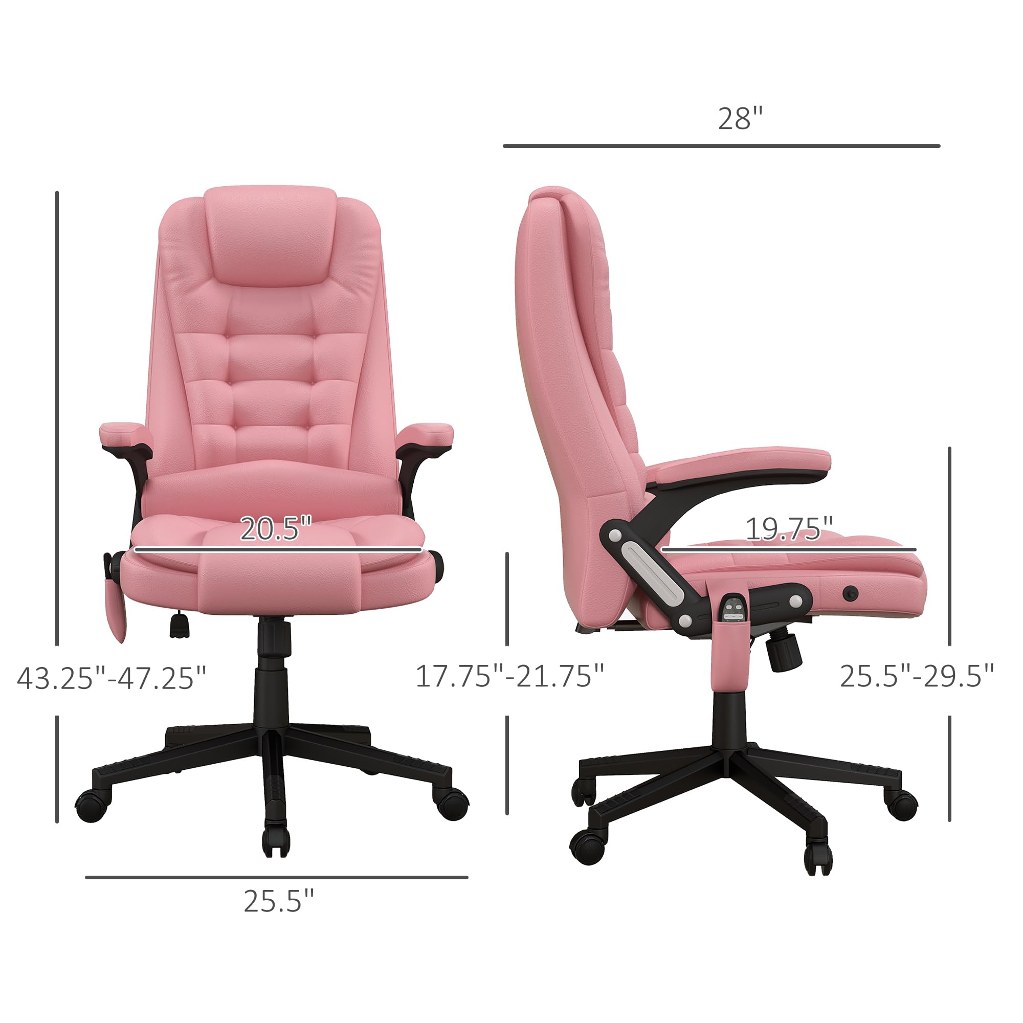 HOMCOM High Back Vibration Massage Office Chair with 6 Vibration Points, Heated Reclining PU Leather Computer Chair with Armrest and Remote, Brown