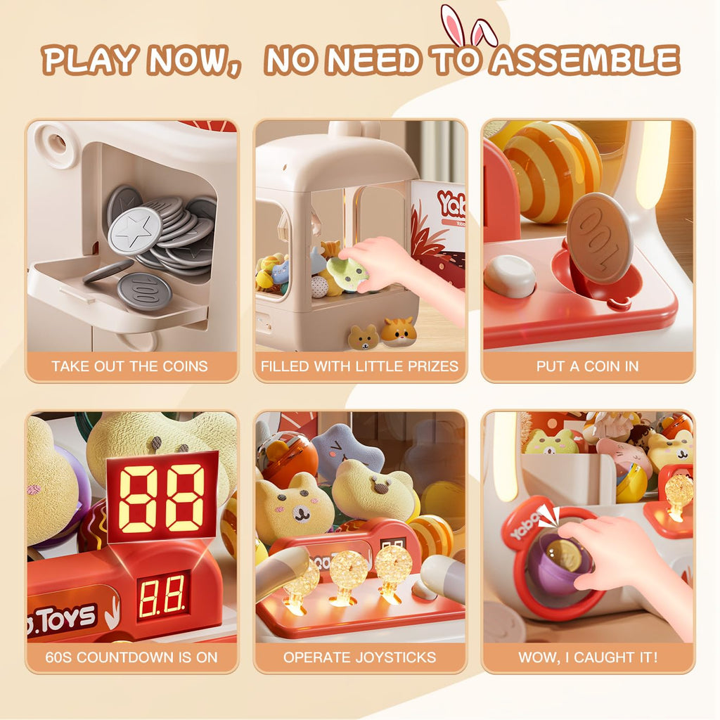 64 PCS Large Claw Machine for Kids Dinosaur,Vending Machine Toys for Boys 5 6 7 8 Year Old,Candy and Prize Electronic Dispenser Game Ages 5-7 6-8,Birthday Gift for 3 4 5 6 Year Old Boy Girl