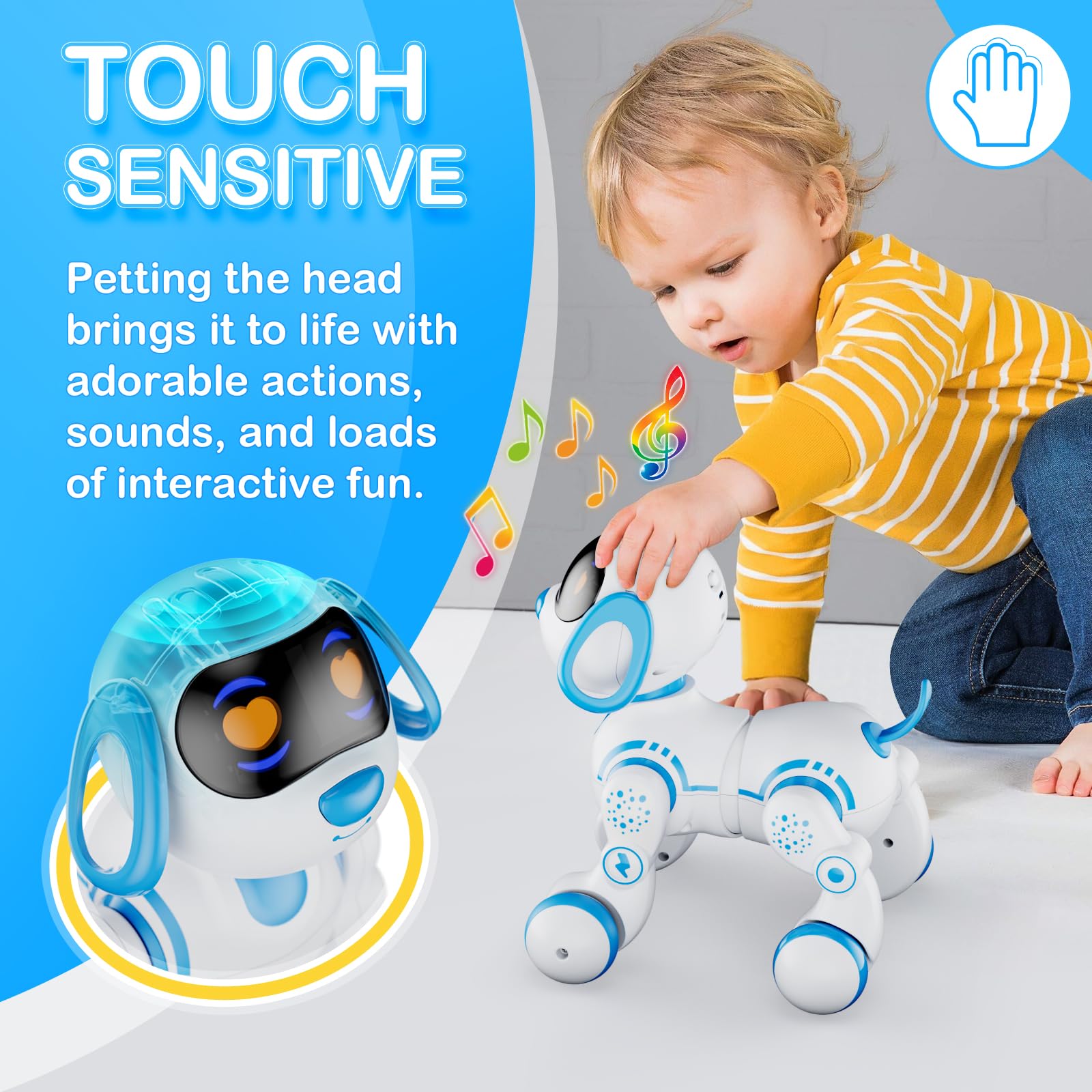 Contixo R3 Robot Dog Kids Toy - Remote Control Robots Interactive Smart Dancing Toy for Kids Boys Girls Toddler Age 3-12 Year Old Robotic Pet Birthday Gifts for Children Blue
