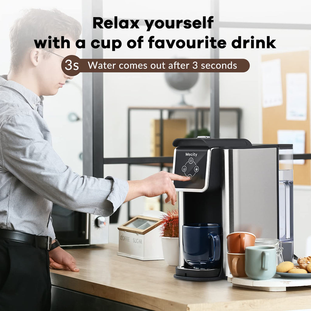 Mecity Pink Coffee Maker 3-in-1 Single Serve Coffee Machine, For Flat Bottom Coffee Capsule, Ground Coffee, 6 to 10 Ounce Cup, Removable 50 Oz Water Reservoir, 120V 1150W