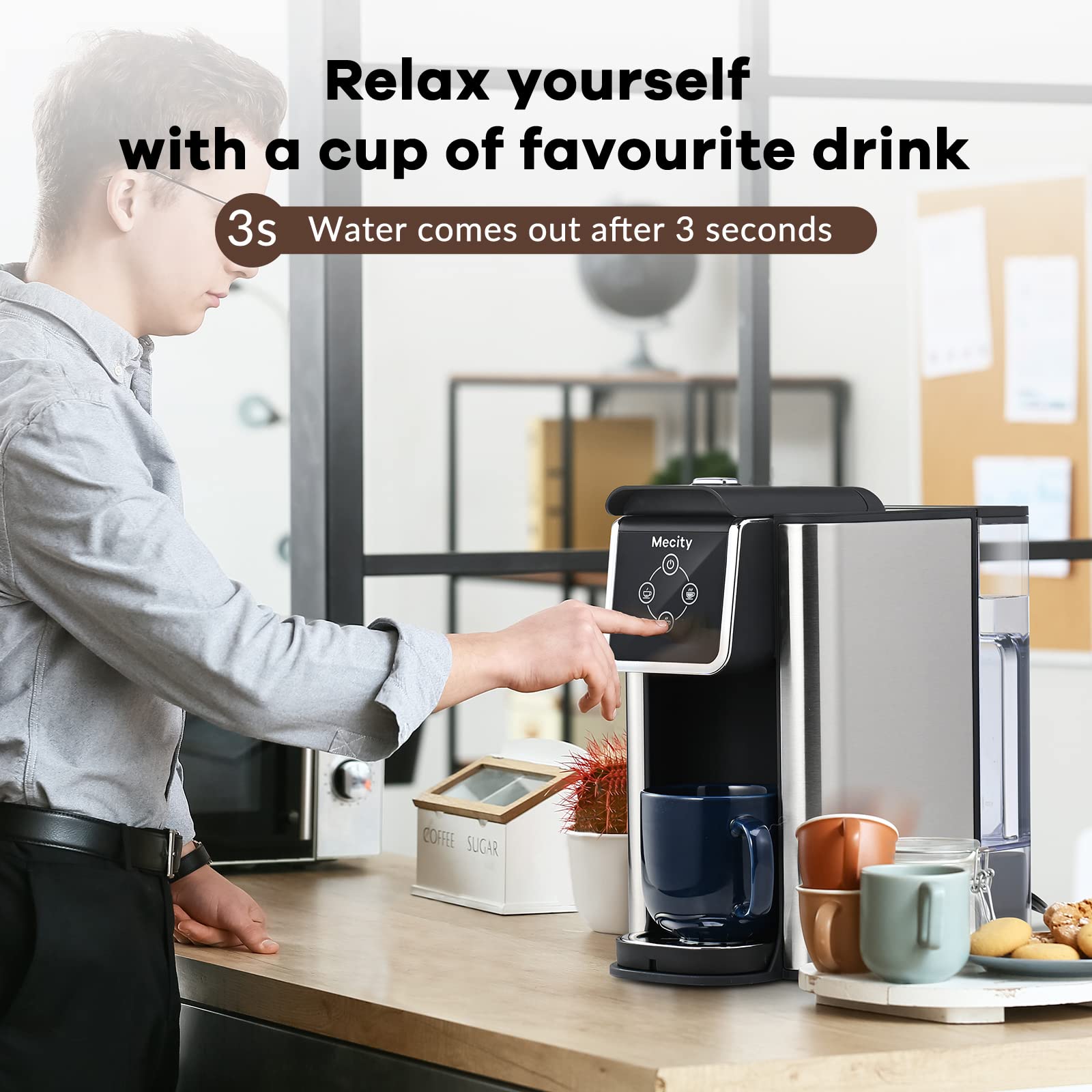 Mecity Pink Coffee Maker 3-in-1 Single Serve Coffee Machine, For Flat Bottom Coffee Capsule, Ground Coffee, 6 to 10 Ounce Cup, Removable 50 Oz Water Reservoir, 120V 1150W