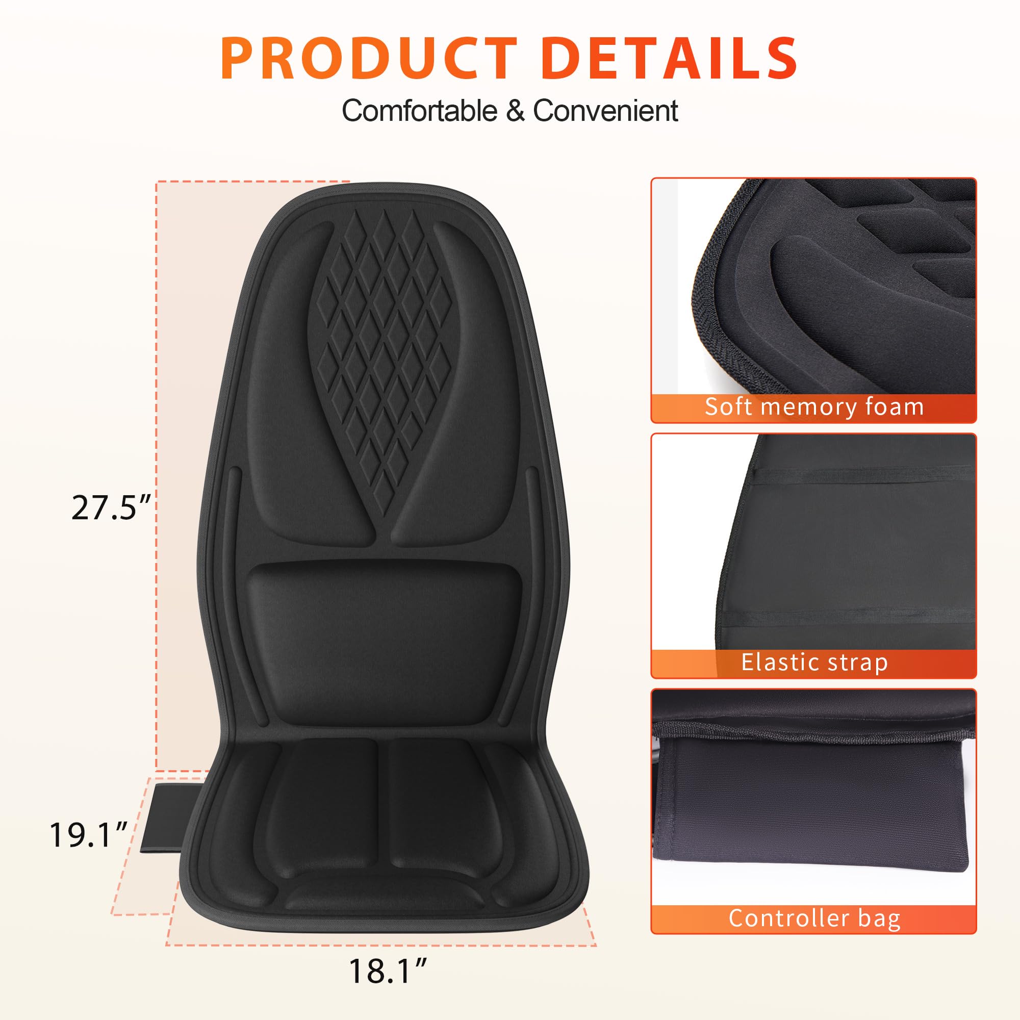 Back Massager for Chair,Massage Chair Pad Helps Relax Muscle and Relieve Pain, Using in The Office/At Home Seat Massager for Father's Day