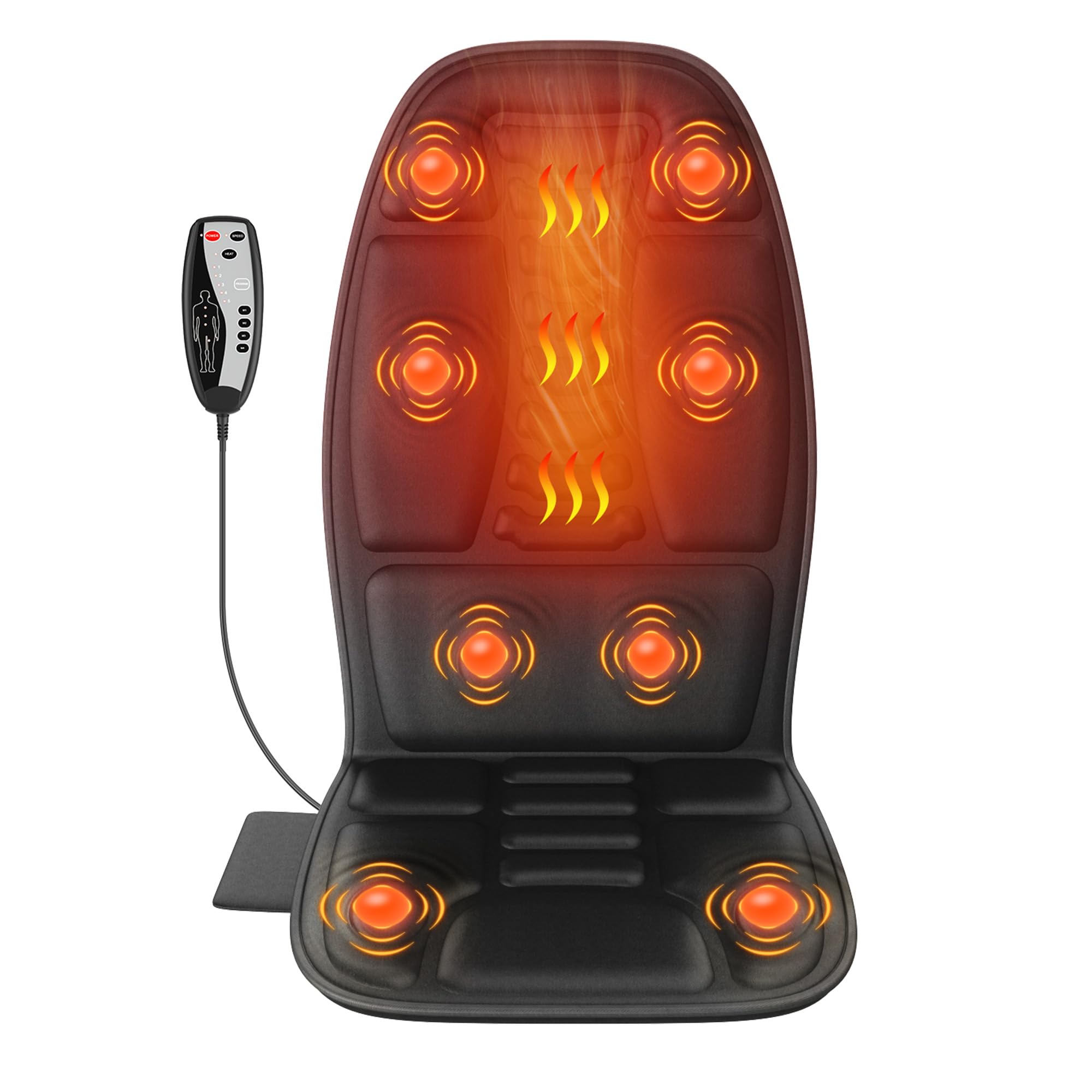 Vibration Massage Seat Cushion with Heat, Back Massager for Chair with 8 Vibration Motors, Heated Massage Cushion for Office Chair, Recliner & Sofa, Full Back & Seat Comfort, Idea Gift for Dad