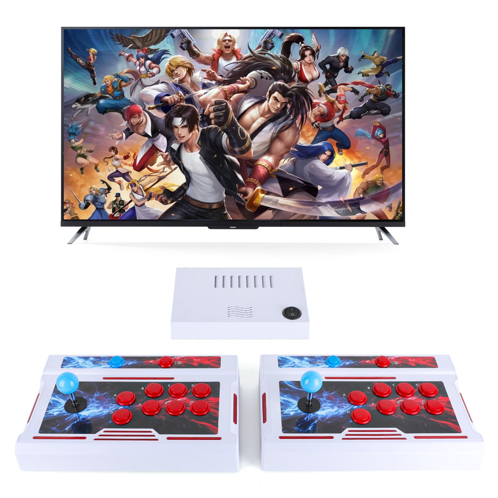 Pandora Box Arcade Console with 32000 Games in 1, 1280x720 Full HD Retro Gaming Machine for TV, Monitor, and Projector, 3D Games Support 1-4 Players, Search/Save/Hide/Pause Functions