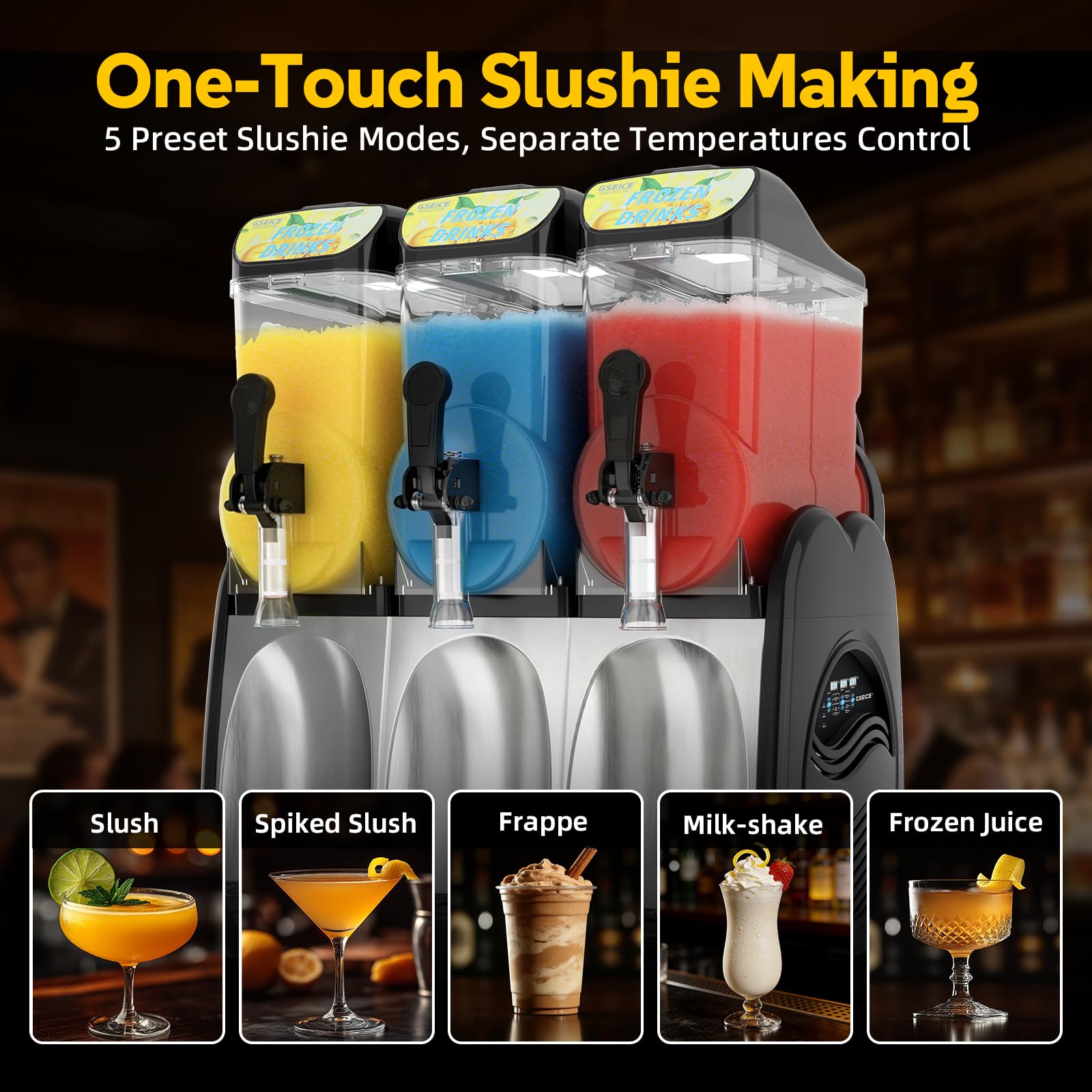 30L Commercial Slushie Machine, 2 Tank Margarita Machine, 80 Grande Cups Slushy Machine with Auto Clean, 8 Gal LED Frozen Drink Machine for Business, Mobile Bar, Party, Restaurant, 800W Fast Cooling