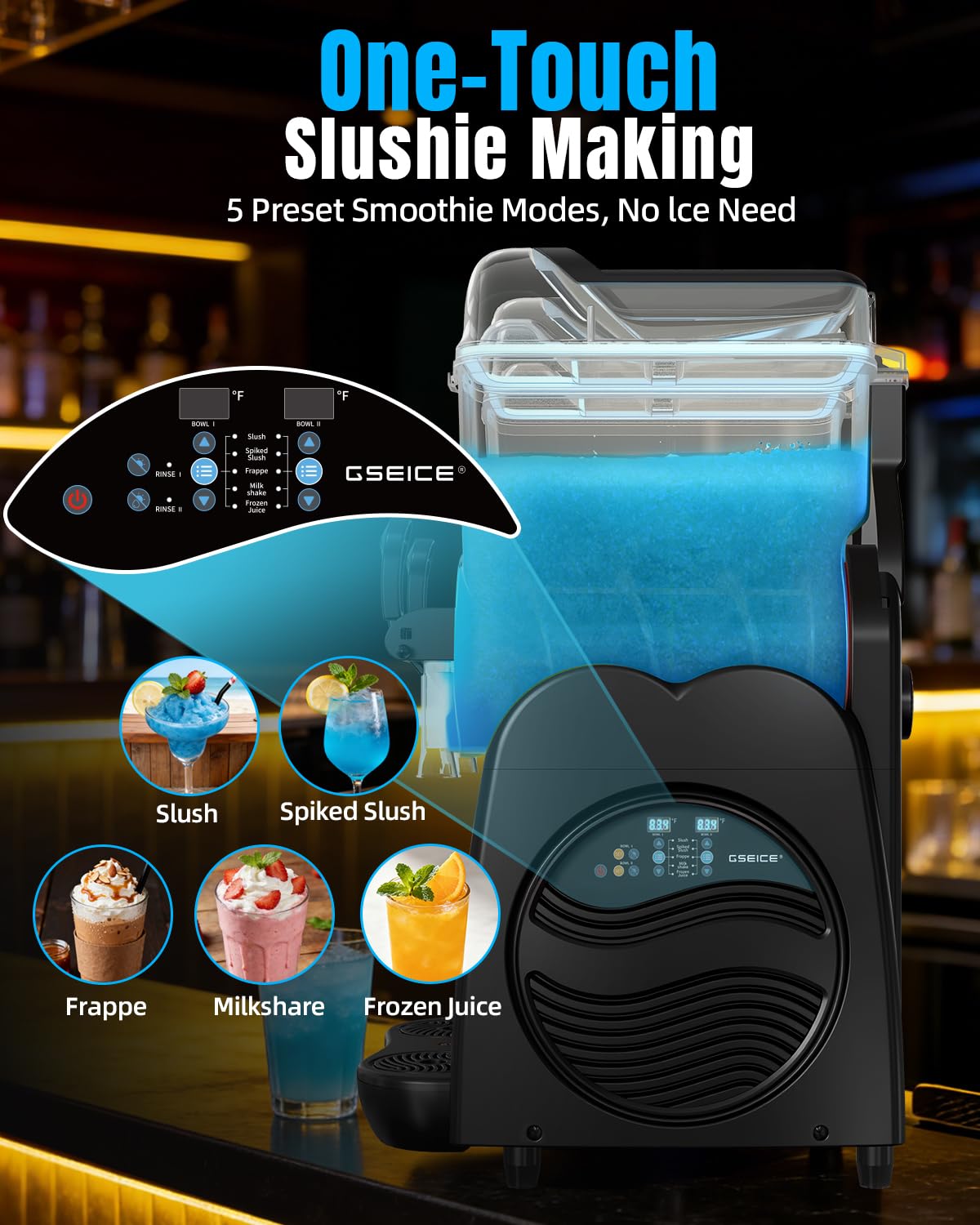 30L Commercial Slushie Machine, 2 Tank Margarita Machine, 80 Grande Cups Slushy Machine with Auto Clean, 8 Gal LED Frozen Drink Machine for Business, Mobile Bar, Party, Restaurant, 800W Fast Cooling