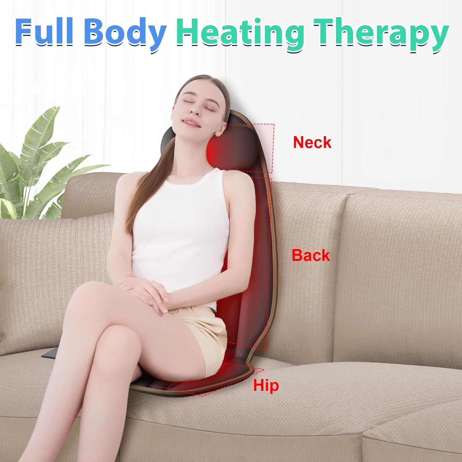 SLOTHMORE Back Massager for Chair, Massage Seat Cushion with Neck Support, Vibration Massage Pad for Full Body Massage for Office Chair, Home Use, Father Day Gifts