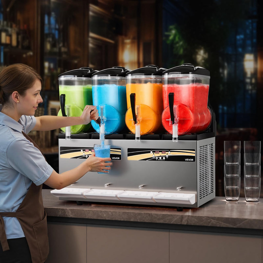 VEVOR Commercial Slushy Machine, 12Lx3 Triple Tank Frozen Drink Machine, 144 Cups Stainless Steel Margarita Smoothie Frozen Drink Maker, Slushie Maker for Home Party Restaurants Cafe Bars
