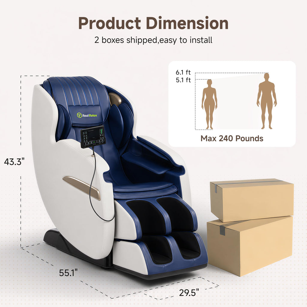 Real Relax 2026 Upgraded 2D SL-Track Massage Chair,Recliner Full Body Zero Gravity with 8 Auto Modes and Upgraded LCD Screen,Added Voice Broadcast,Headrest Cushion,Child Lock and Pause Button,Black