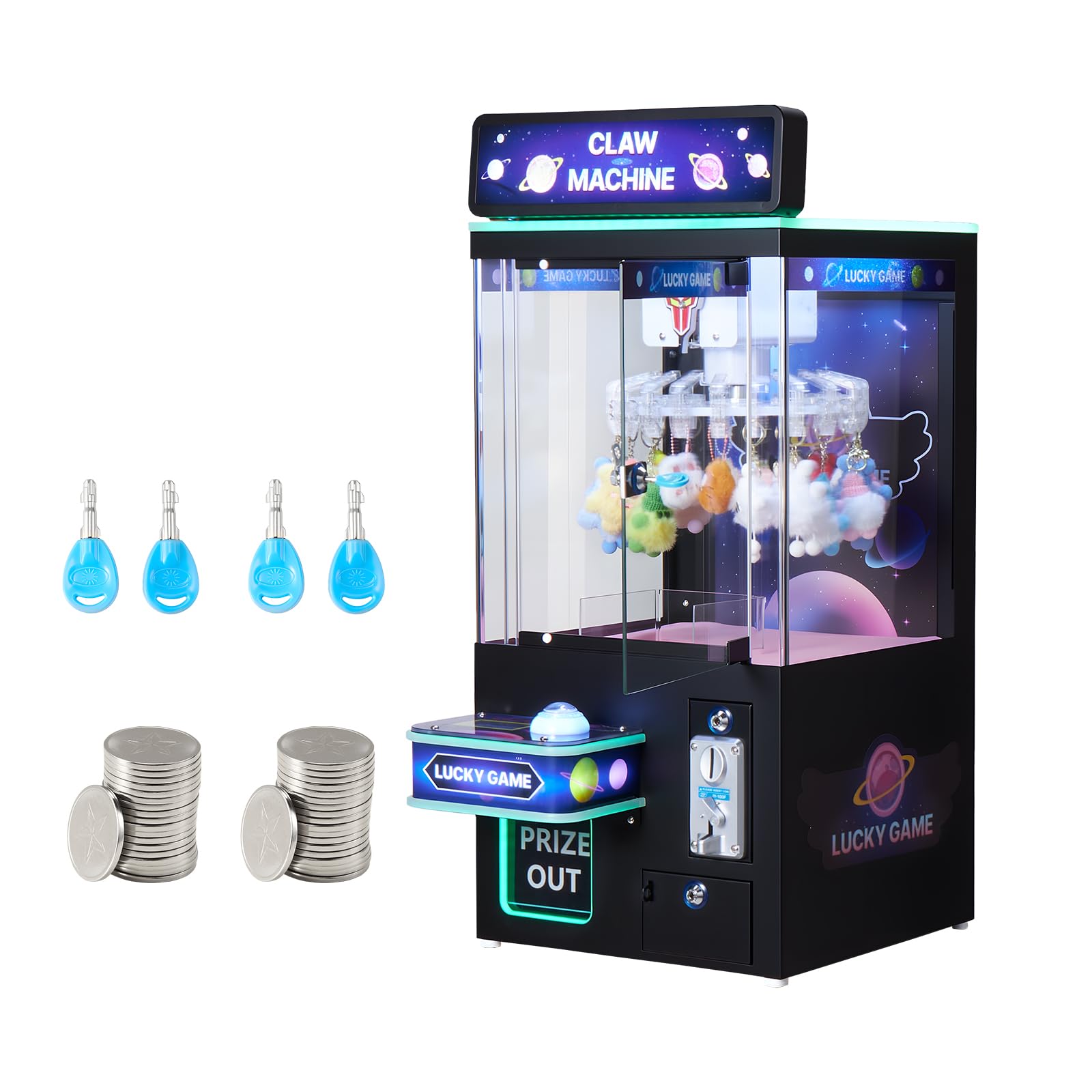 VEVOR Claw Crane Machine, Medium-Sized Arcade Game Machine with Claw + Grabber Double-Layer, Light & Sound, Toy Candy Grabber Prize Dispenser Vending Toy, for Commercial Home Cinema, Black Purple