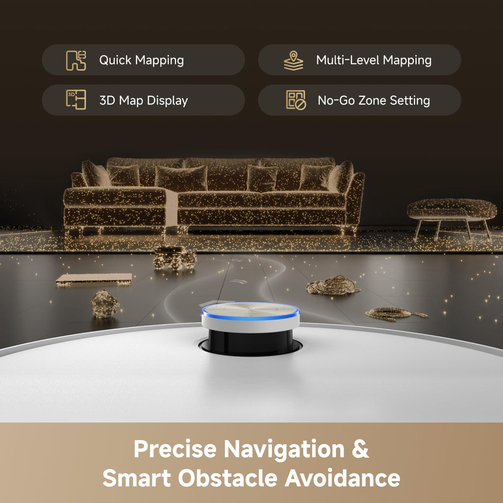 DREAME L60 Ultra Robot Vacuum and Mop, 35,000Pa Suction, Detangling Brush, AI-Enhanced 3D ToF Vision, 100℃ Mop Self-Cleaning, 280+ Object Types, Extendable Side Brush and Mop, White