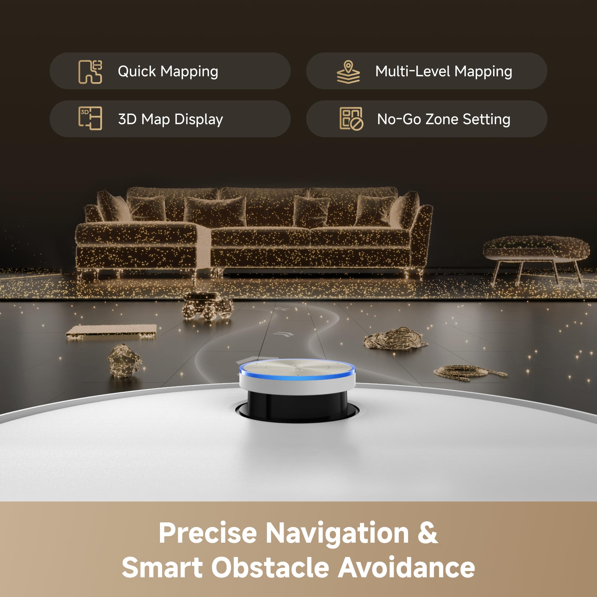 DREAME L60 Ultra Robot Vacuum and Mop, 35,000Pa Suction, Detangling Brush, AI-Enhanced 3D ToF Vision, 100℃ Mop Self-Cleaning, 280+ Object Types, Extendable Side Brush and Mop, White