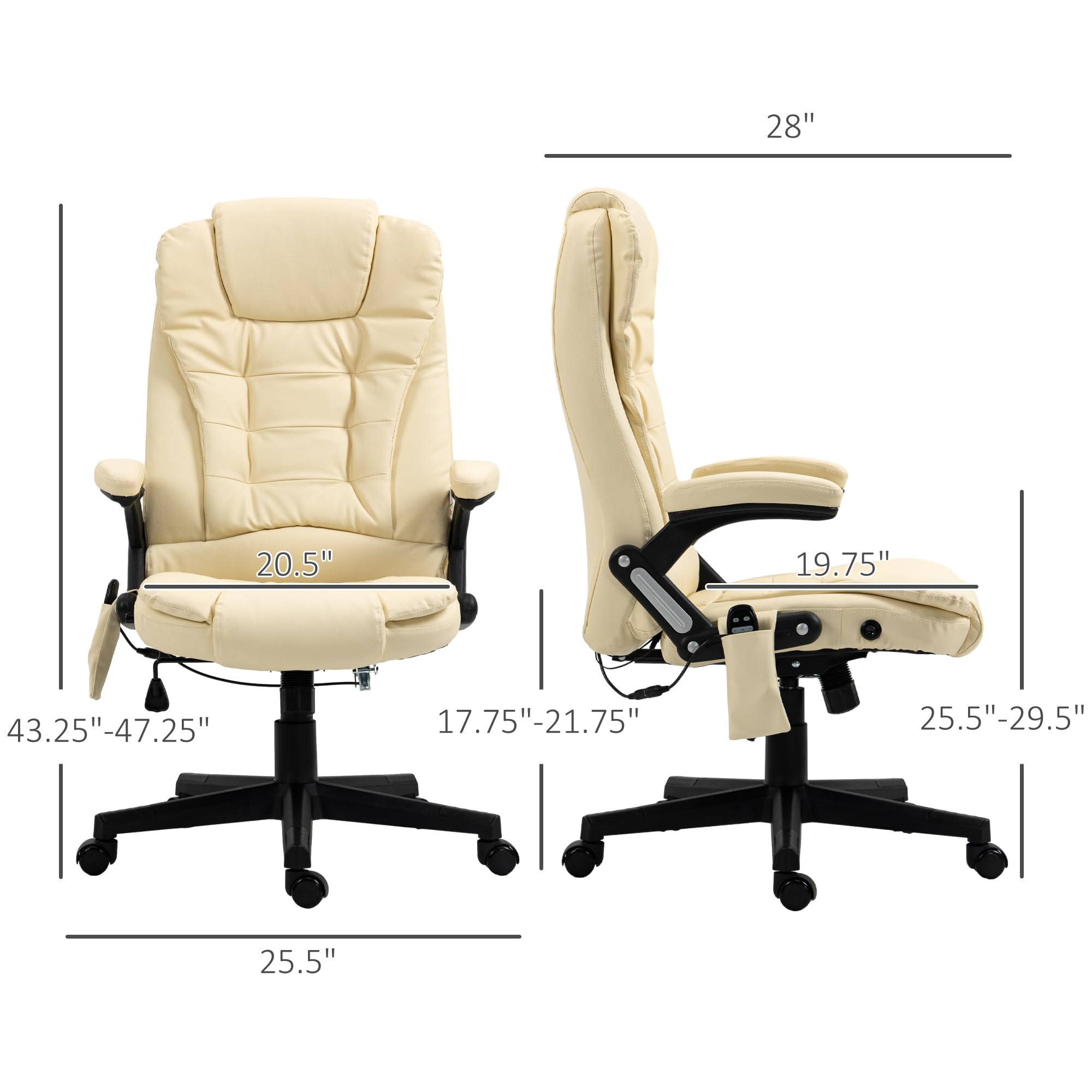 HOMCOM High Back Vibration Massage Office Chair with 6 Vibration Points, Heated Reclining PU Leather Computer Chair with Armrest and Remote, Brown
