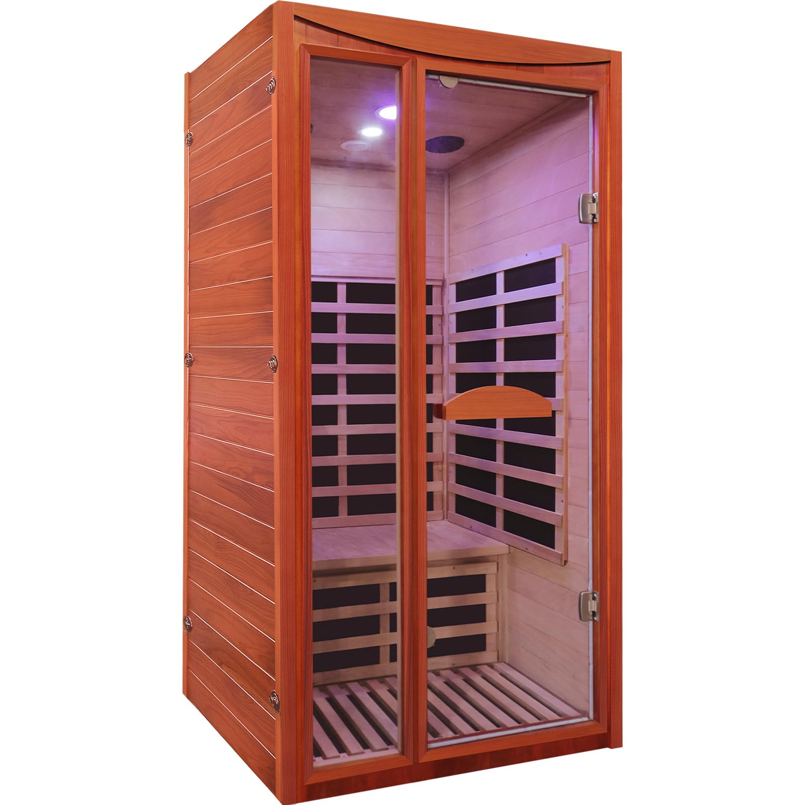 2 Person Infrared Sauna Far Infrared Sauna Room for Home Indoor 2000W Low-EMF Wood Dry Sauna with Full Starry Sky Lights Ceiling in 7 Color Speaker Fast Heating Easy Assembly- 47.3*41.3*74.8 IN