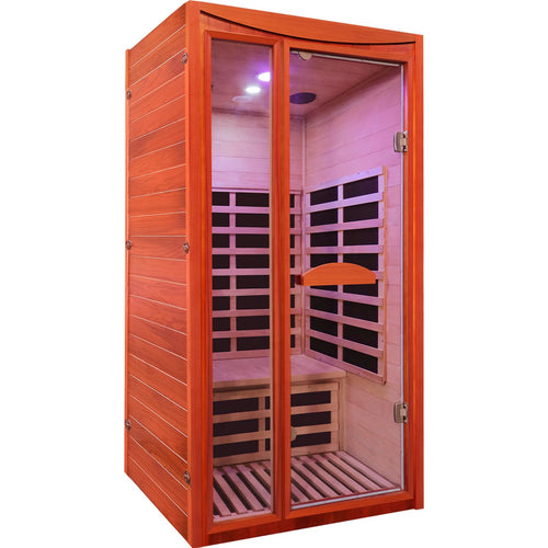 2 Person Infrared Sauna Far Infrared Sauna Room for Home Indoor 2000W Low-EMF Wood Dry Sauna with Full Starry Sky Lights Ceiling in 7 Color Speaker Fast Heating Easy Assembly- 47.3*41.3*74.8 IN
