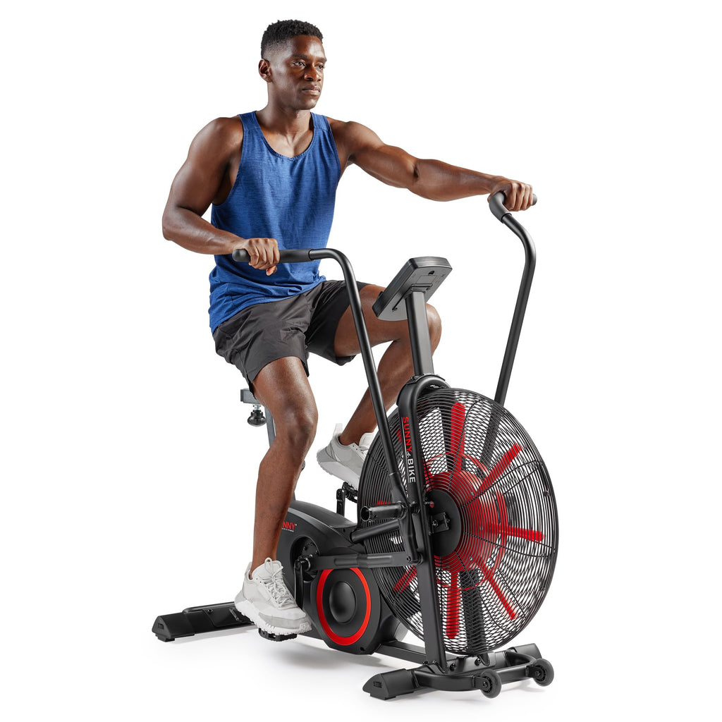 Sunny Health & Fitness Smart Fan Bike for Home Gym, Full Body HIIT & Interval Cardio Training with Air Resistance, Customizable Performance Monitor & Free SunnyFit App Connectivity – SF-B223018