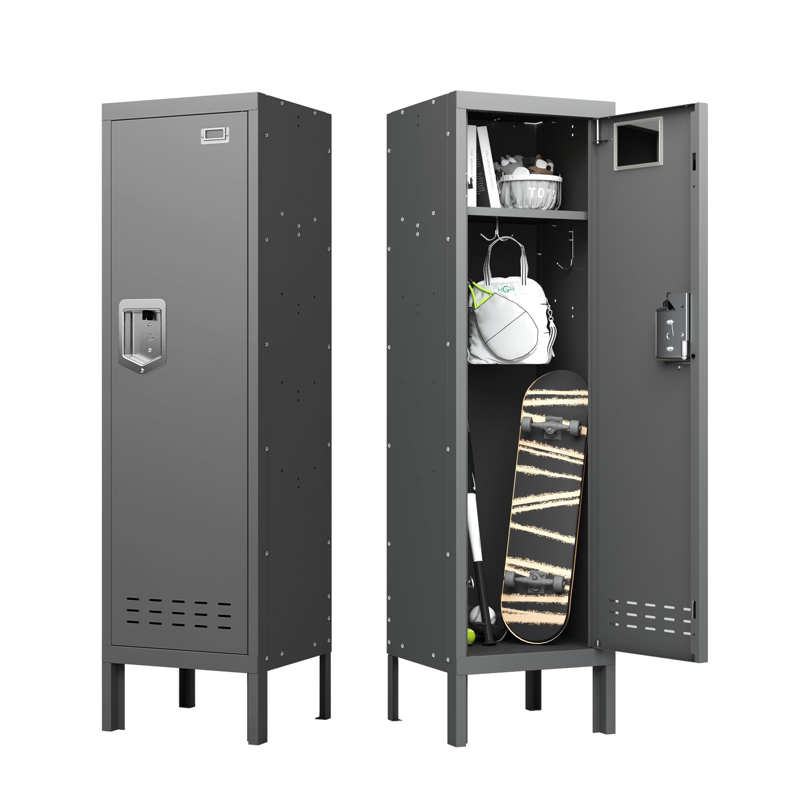 BUTISOW Metal Lockers - 66" Height Steel Lockers for Employees with 5 Door Storage Locker with Card Slot for Employees Gym School Home Office Garage - Assembly Required