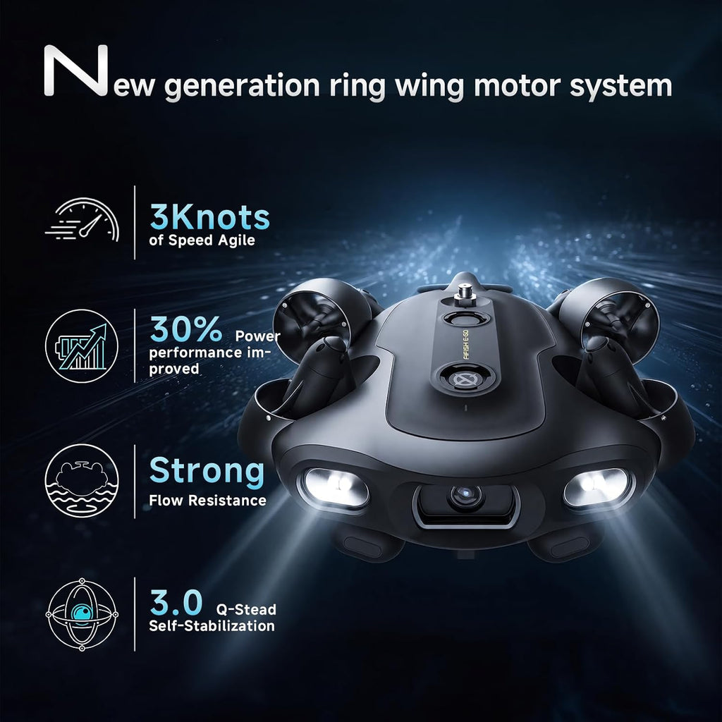 QYSEA FIFISH E-GO E200A Underwater Drone with Robotic Arm, 24/7 Continuous Operation with Energy Station, 10,000 Lumens Light, 1/1.8" CMOS 4K Camera, Extended Battery Pack, 128G Storage