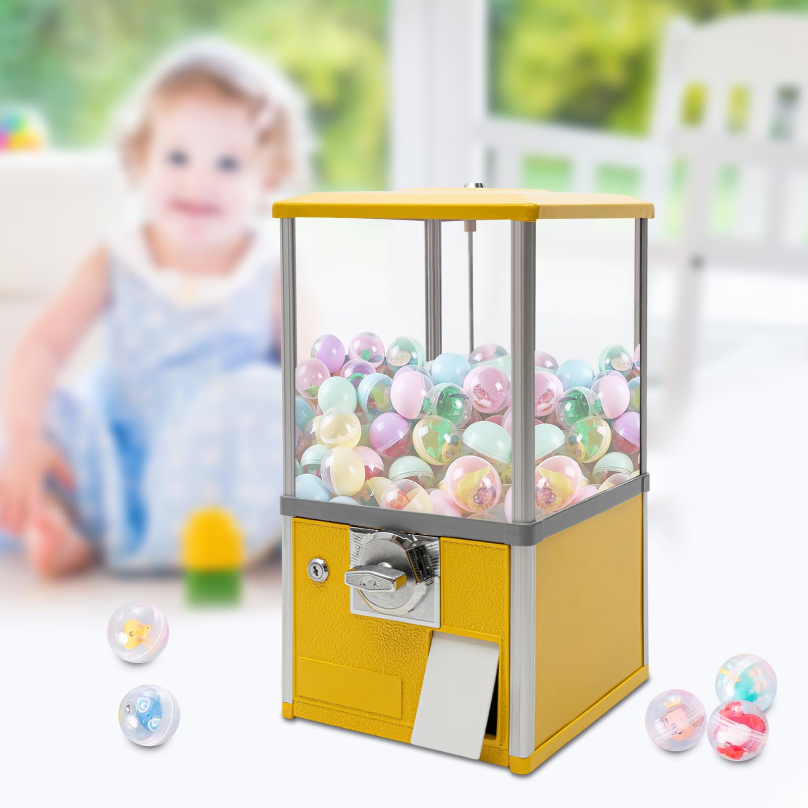25-Cent Commercial Vending Machine, Capsule Toys Candy Bulk Gumball Device (Blue) | Operated Capsule Vending Machine for Arcades, Retail Stores and Small Business
