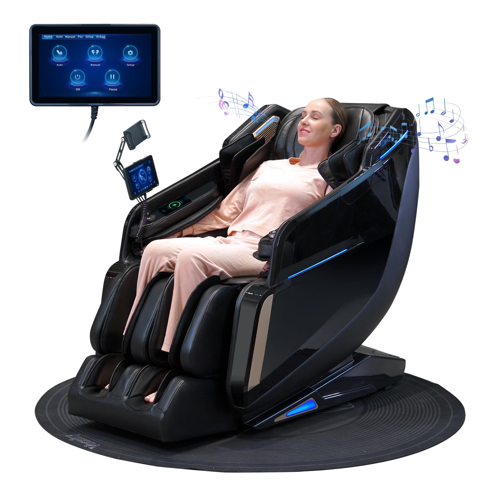 4D Massage Chairs Full Body Recliner with Heat Zero Gravity 57'' SL Track Shiatsu Massage Chair for Home Office with AI Voice, 7" Touch Screen, Wireless Charging,Neck & Shoulder Relief