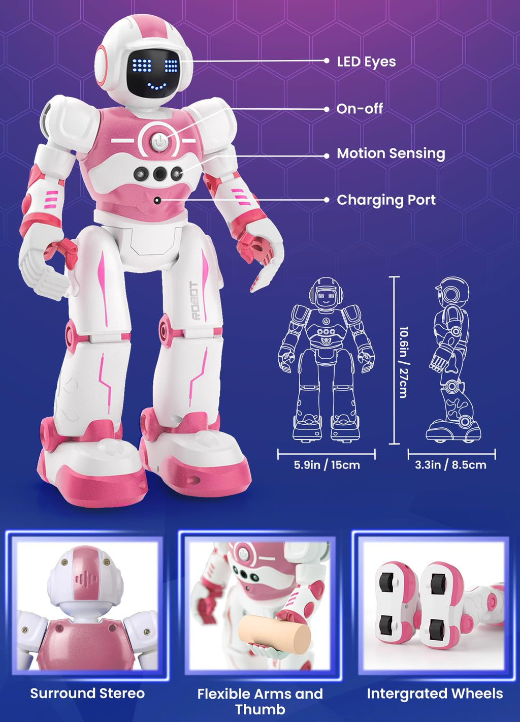 Robot Toys for Kids,Programmable Remote Control Smart Walking Dancing Robot Toy with Gesture & Sensing for Age 4 5 6 7 8 9 10 Year Old Boys for Birthday Present
