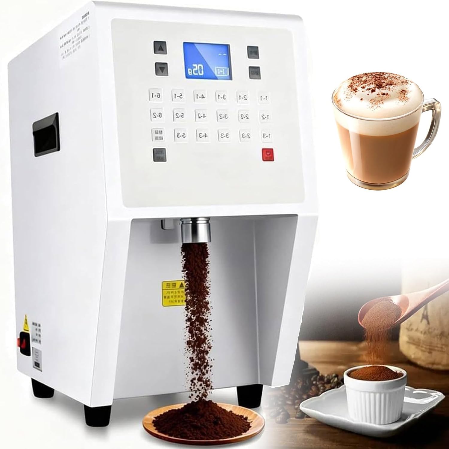 Commercial Automatic Powder Dispenser Machine – Powdered Creamer Dispenser & Fruit Powder Machine, 17 Memory Buttons for Coffee Shop, Milktea Shop