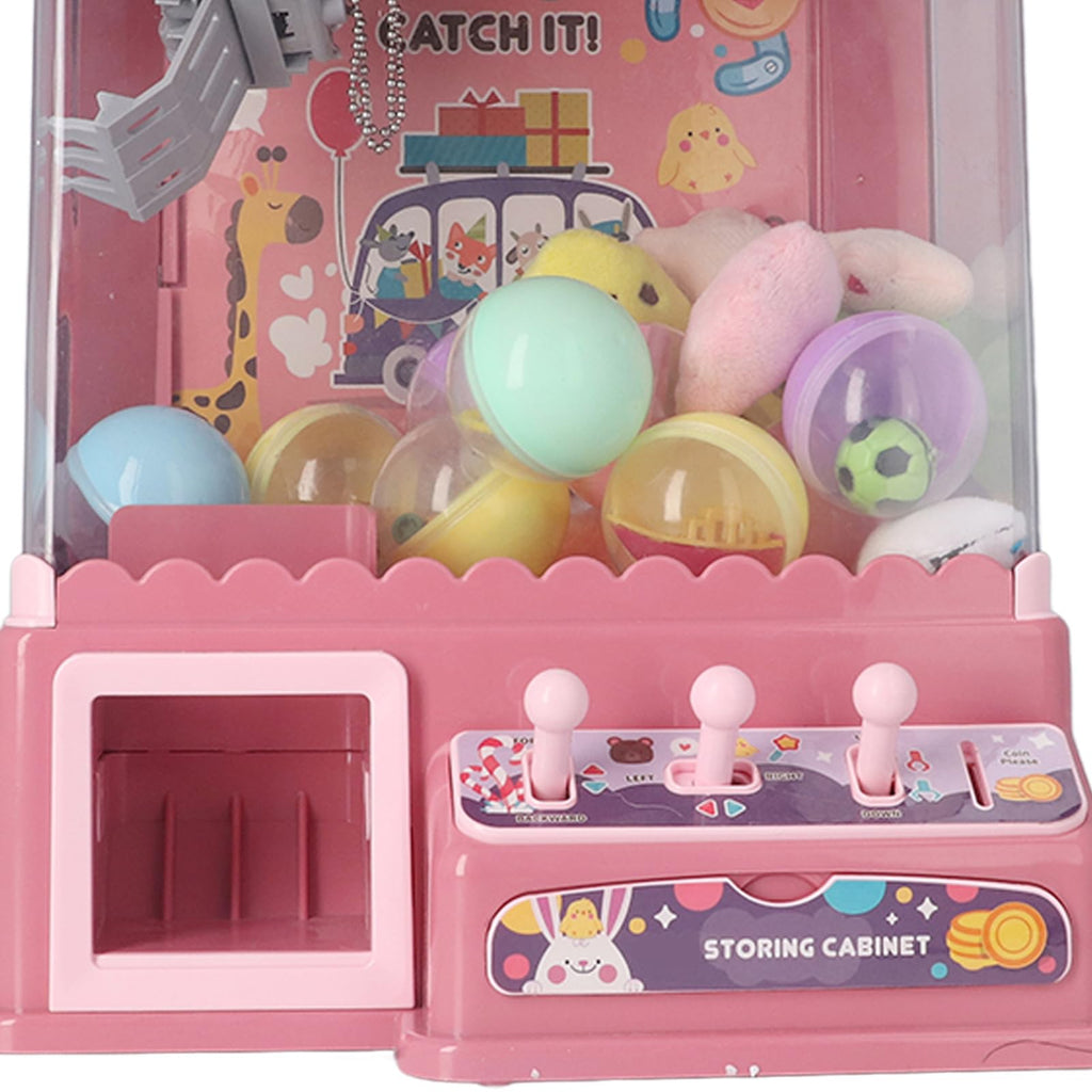 Focket Claw Machine for Kids, Mini Claw Game with Cool Light Music Animal Vending Machine, Doll Grabber Toy with 10 Dolls 20 10 Eggshells for Party Birthday Easter for Boys (Pink)