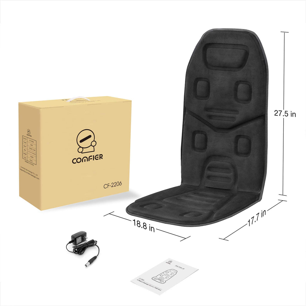 COMFIER Vibration Back Massager Seat Cushion with Heat,Father Day Dad Gifts for Men,10 Motors Massage Chair Pad,Chair Massager for Pain Relief at Office/Home, Father Day Gift