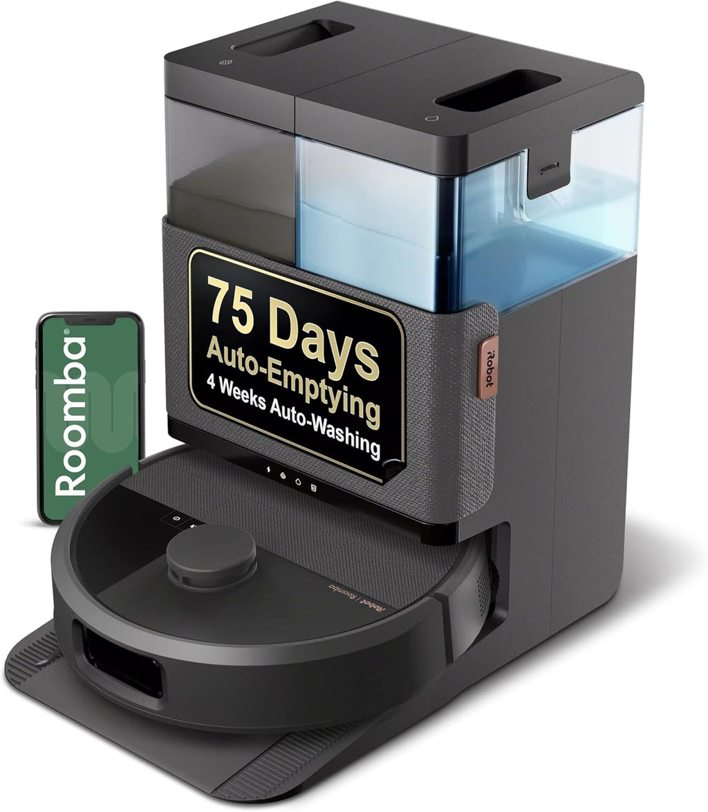 iRobot Roomba Plus 505X Combo Robot Vacuum & Mop + AutoWash Dock, Auto‑Empties up to 75 Days, Extending Spinning Mop Pads, Pad Wash & Heated Drying, Avoids Obstacles, LiDAR, Ideal for Homes with Pets