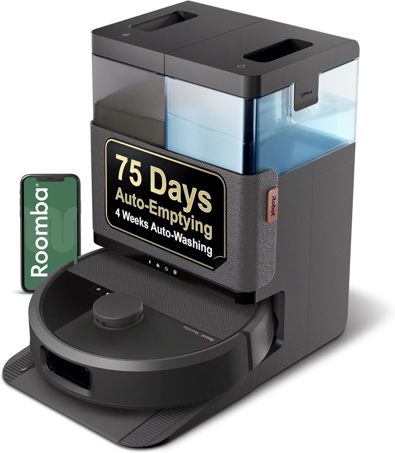 iRobot Roomba Plus 505X Combo Robot Vacuum & Mop + AutoWash Dock, Auto‑Empties up to 75 Days, Extending Spinning Mop Pads, Pad Wash & Heated Drying, Avoids Obstacles, LiDAR, Ideal for Homes with Pets