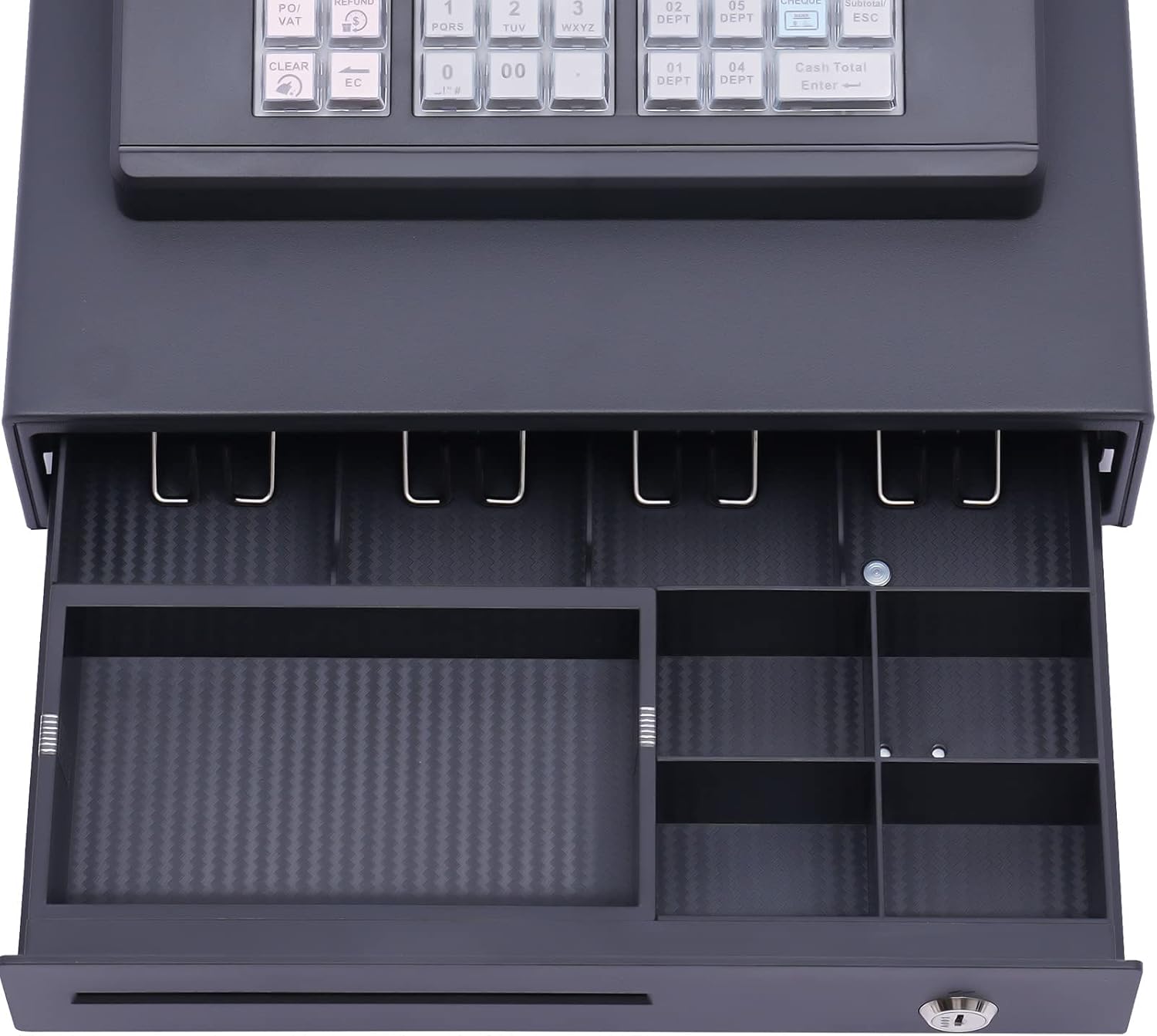 ECR600 Cash Register 38 Keys POS Cash Register for Small Businesses ATM Machines for Sale, Quick Load Thermal Printer, Compact Size, Cash and Coin Drawer, Black